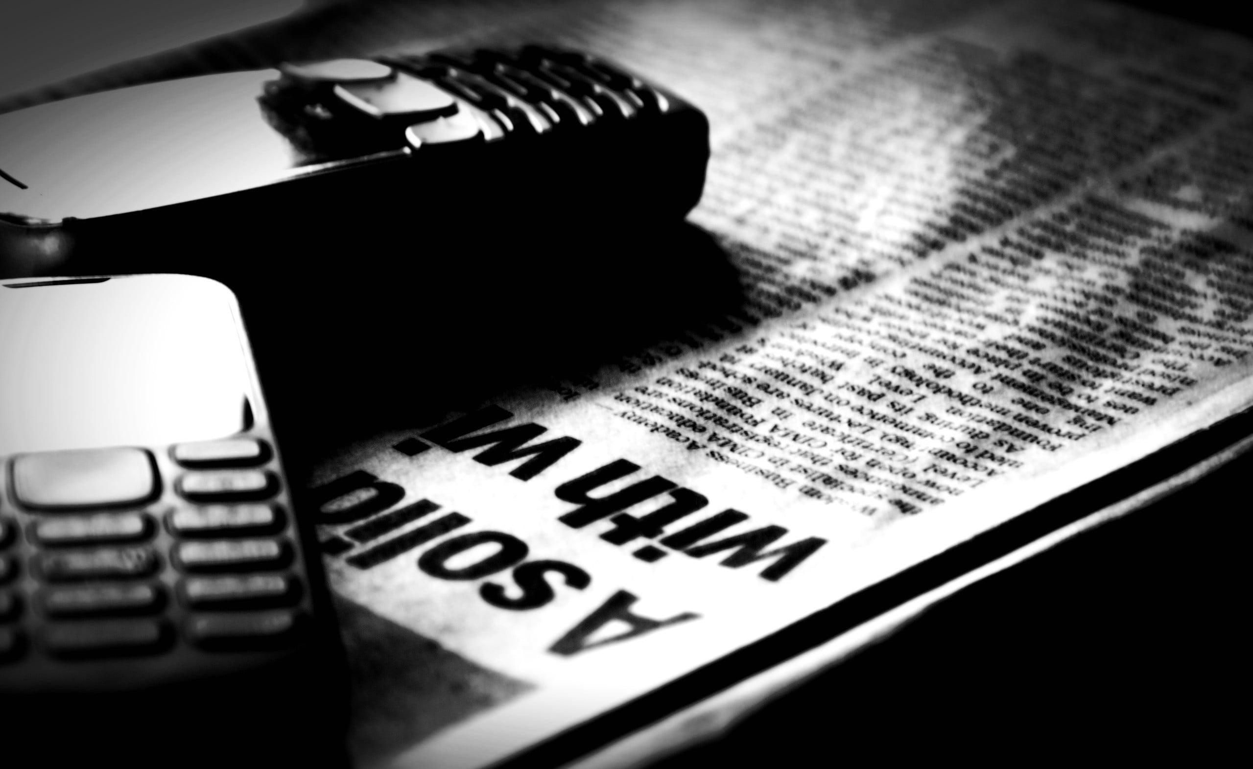 connection, western script, no people, musical instrument, two, focus on foreground, text, communication, monochrome, indoors, technology, calculator, newspapers, HD Wallpaper