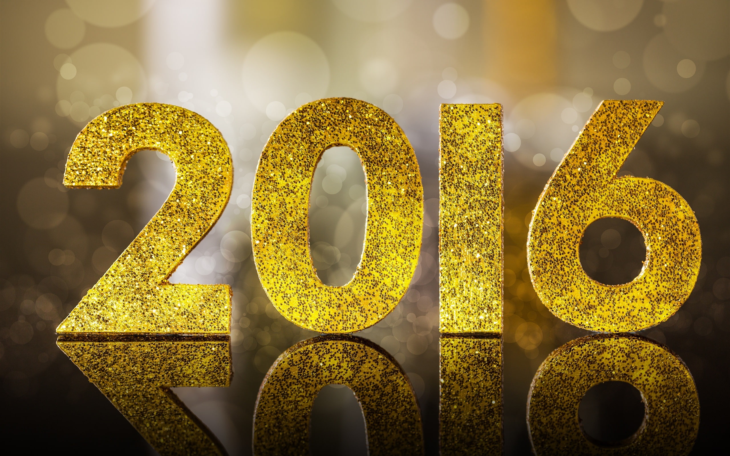 Year, gold, block, Happy, New, 2016, sign, 2K, Glitter, Golden, HD Wallpaper