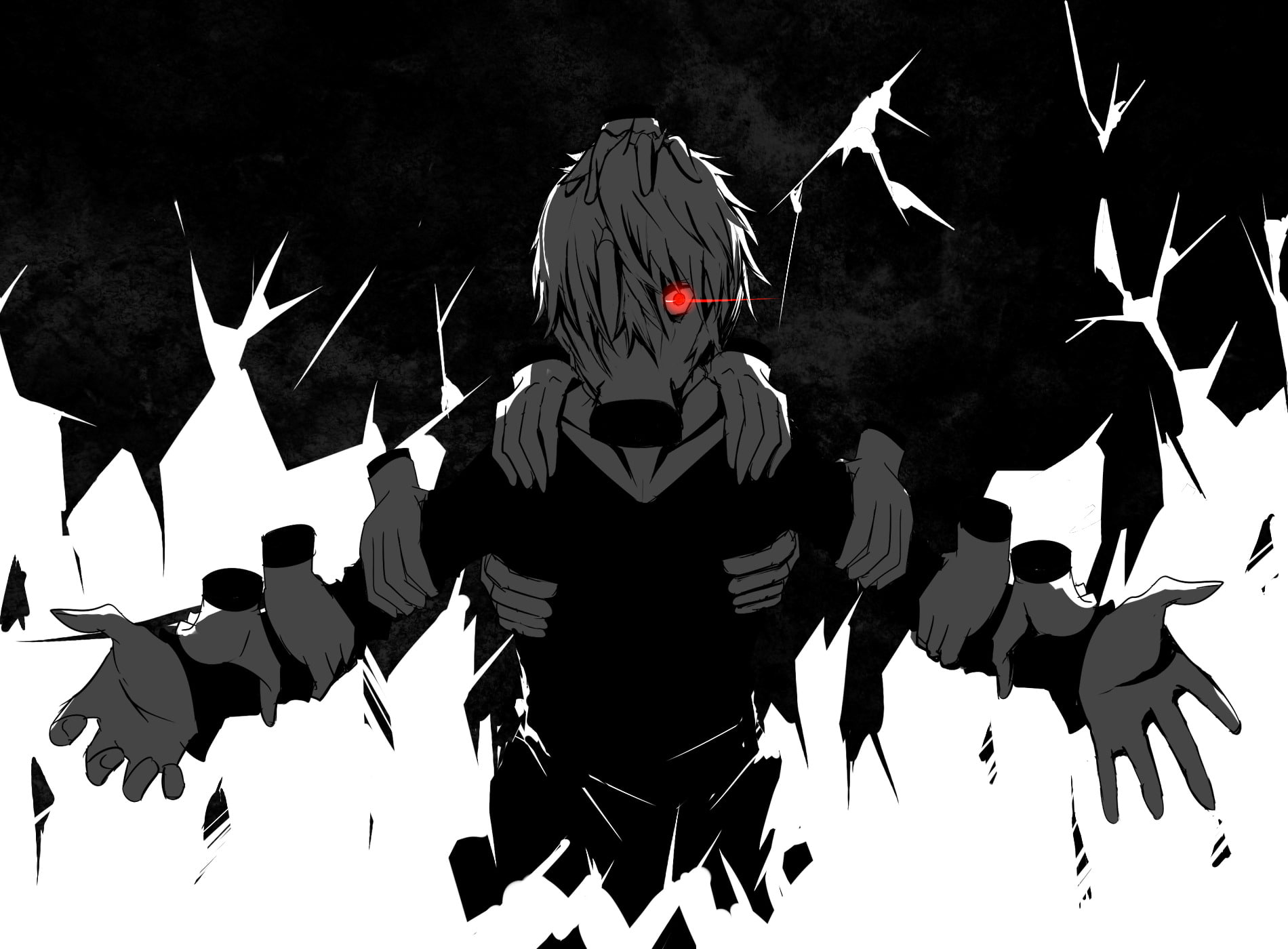 horror, black color, indoors, silhouette, fear, Tomura Shigaraki, My Hero Academia, celebration, representation, nature, front view, 720P, halloween, one person, HD Wallpaper