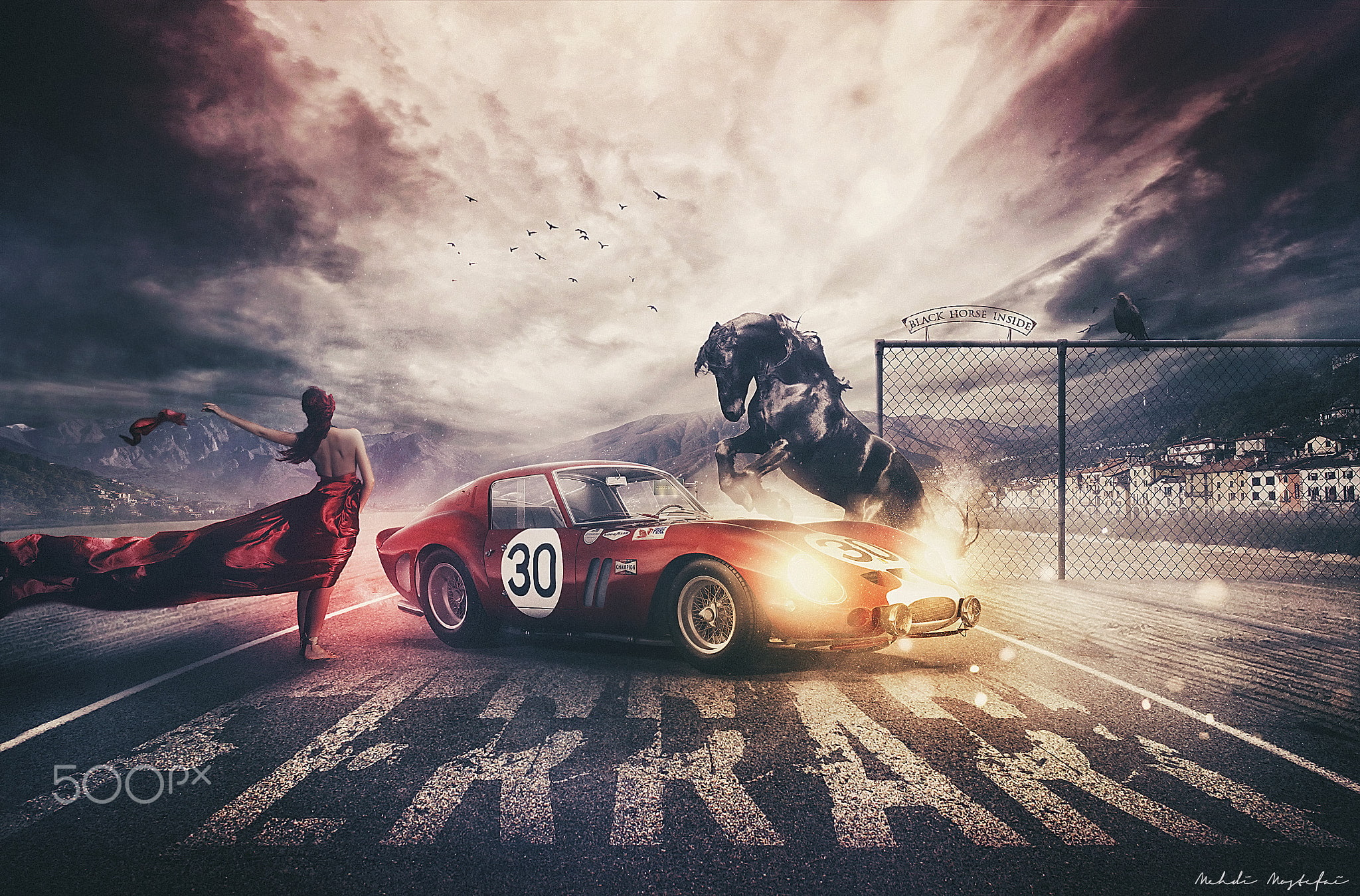 on the move, mode of transportation, Mehdi Mostefaï, road, motion, medium group of people, men, 1080P, Ferrari 250GT, cloud - sky, sky, outdoors, nature, HD Wallpaper