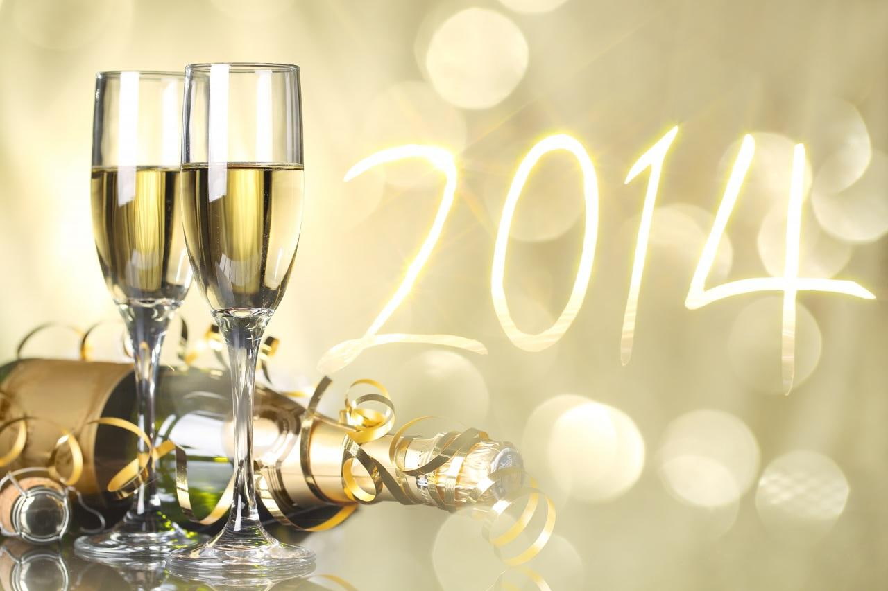 bottle, happy new year, new, 720P, champagnes, year, happy, 2014, stemware, HD Wallpaper