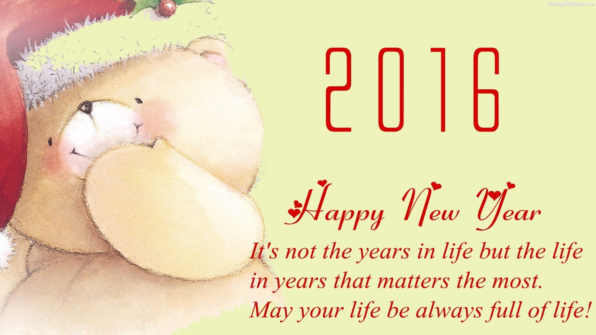 1080P, Teddy Bear, New Year, Holiday, New Year 2016, HD Wallpaper