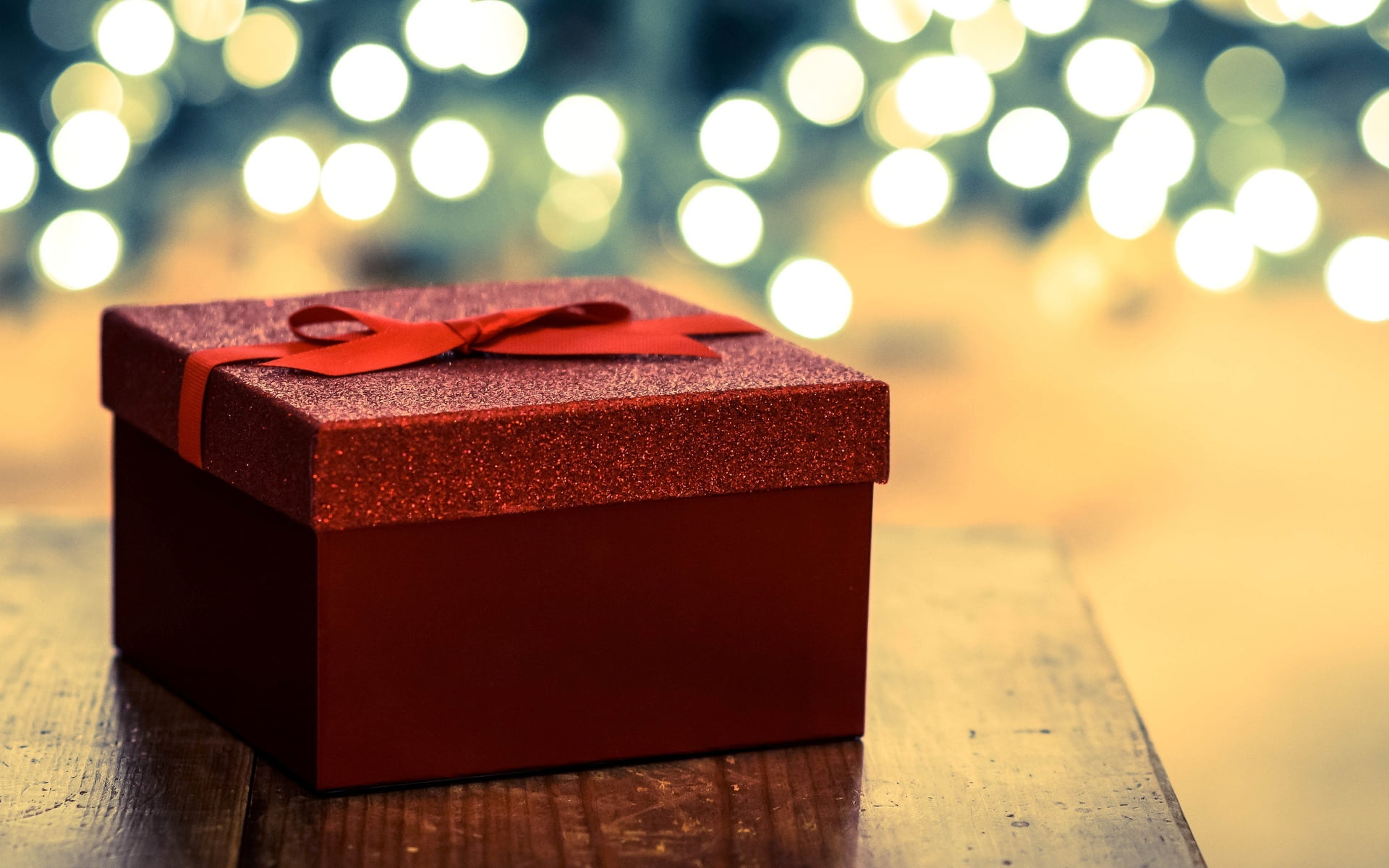 bokeh, tape, indoors, christmas, new year, holiday, full screen, celebration, table, close-up, background, wood - material, illuminated, no people, HD Wallpaper