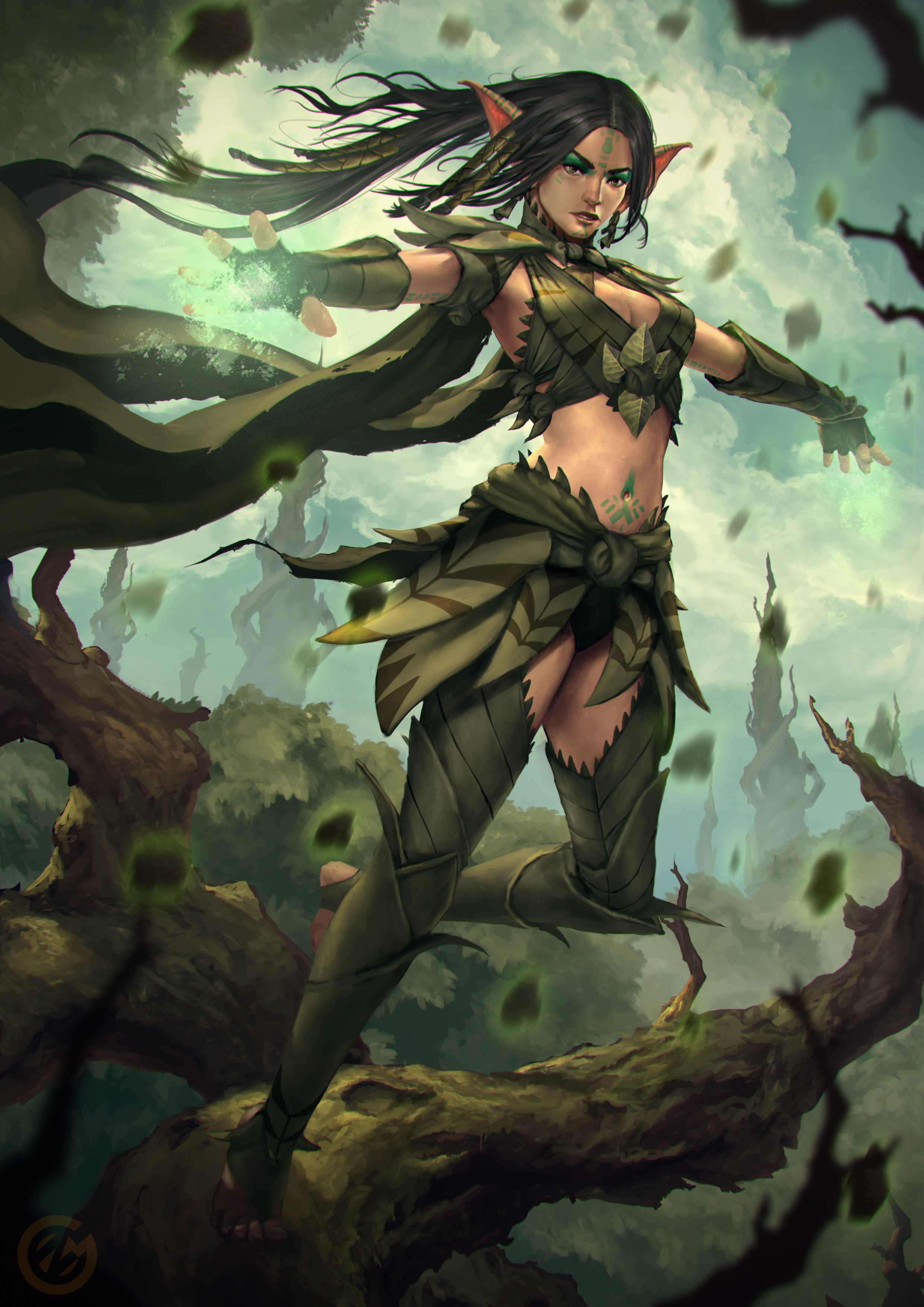 fantasy art, druids, elves, 2K, Phone HD Wallpaper