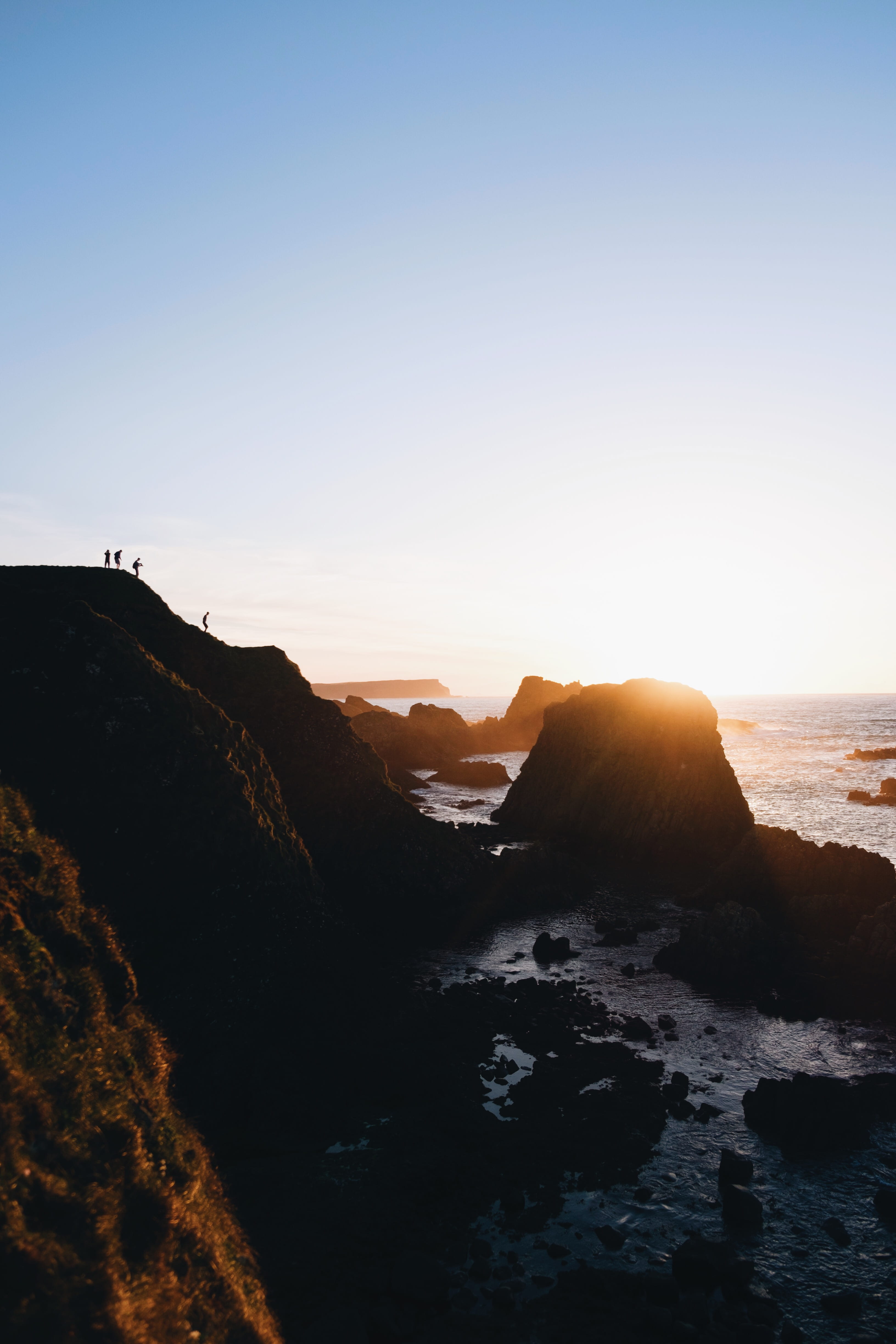sun, rock - object, copy space, harbour, tranquil scene, no people, sunset, four, cliff, fuji, 4K, land, follow, fujifilm, idyllic, ballintoy, scenics - nature, Phone HD Wallpaper