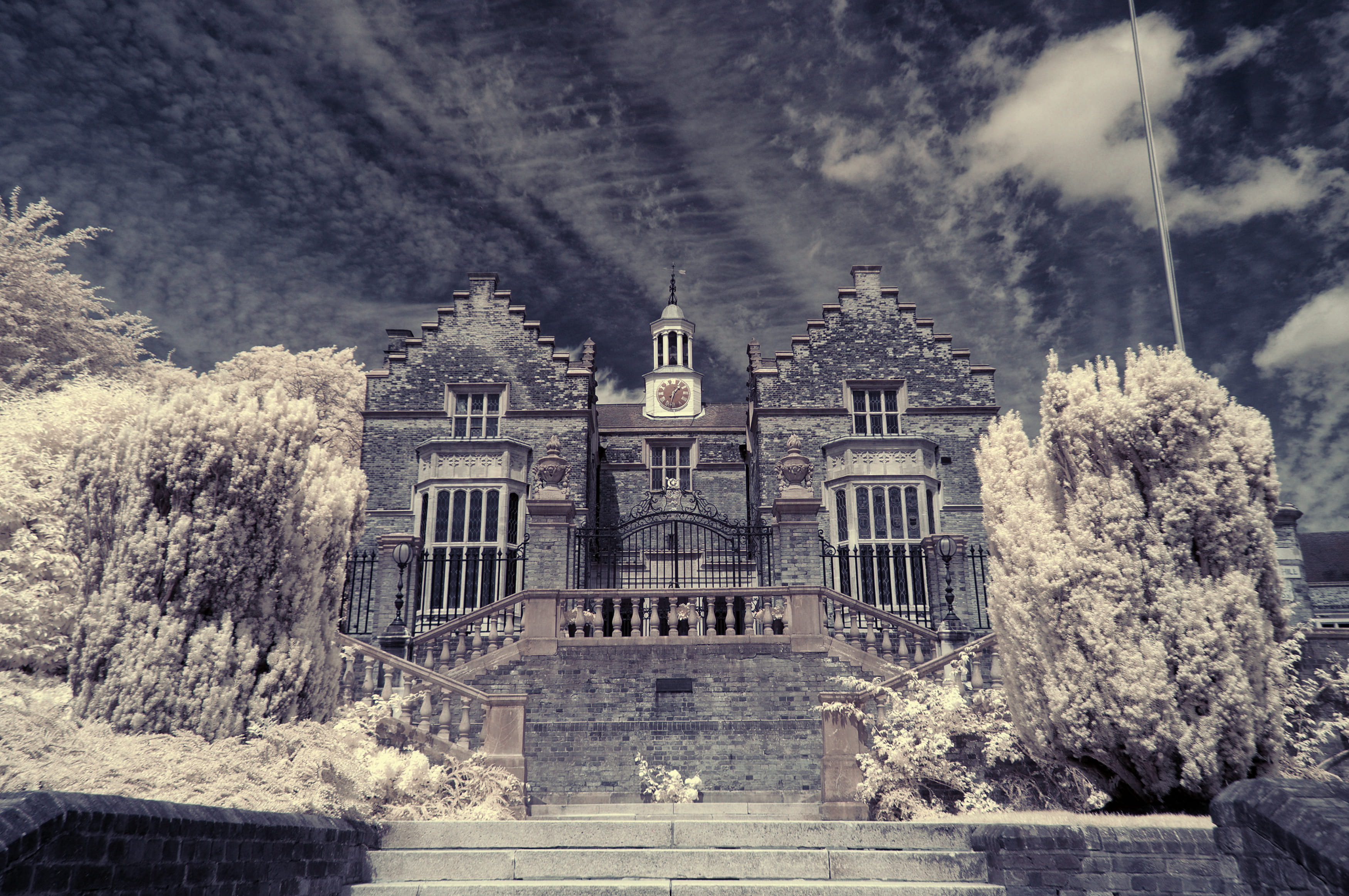 city, building, no people, ir, belief, day, london, creepy, facade, tree, english, religion, dramatic, place of worship, harrow, built structure, building exterior, HD Wallpaper