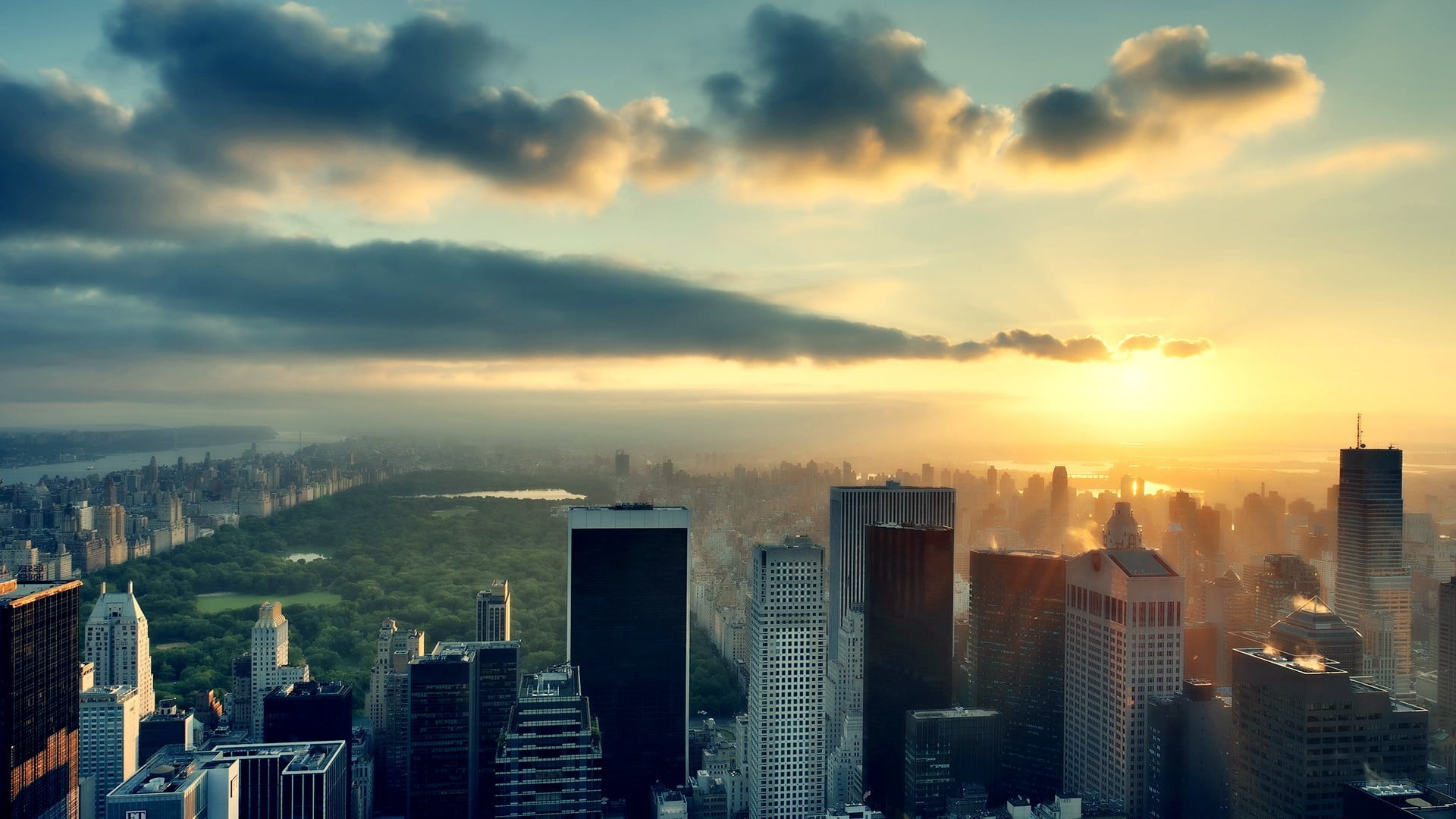 urban skyline, built structure, sky, 1080P, office building exterior, city, cityscape, outdoors, structure, Central Park, building exterior, modern, concrete, HD Wallpaper