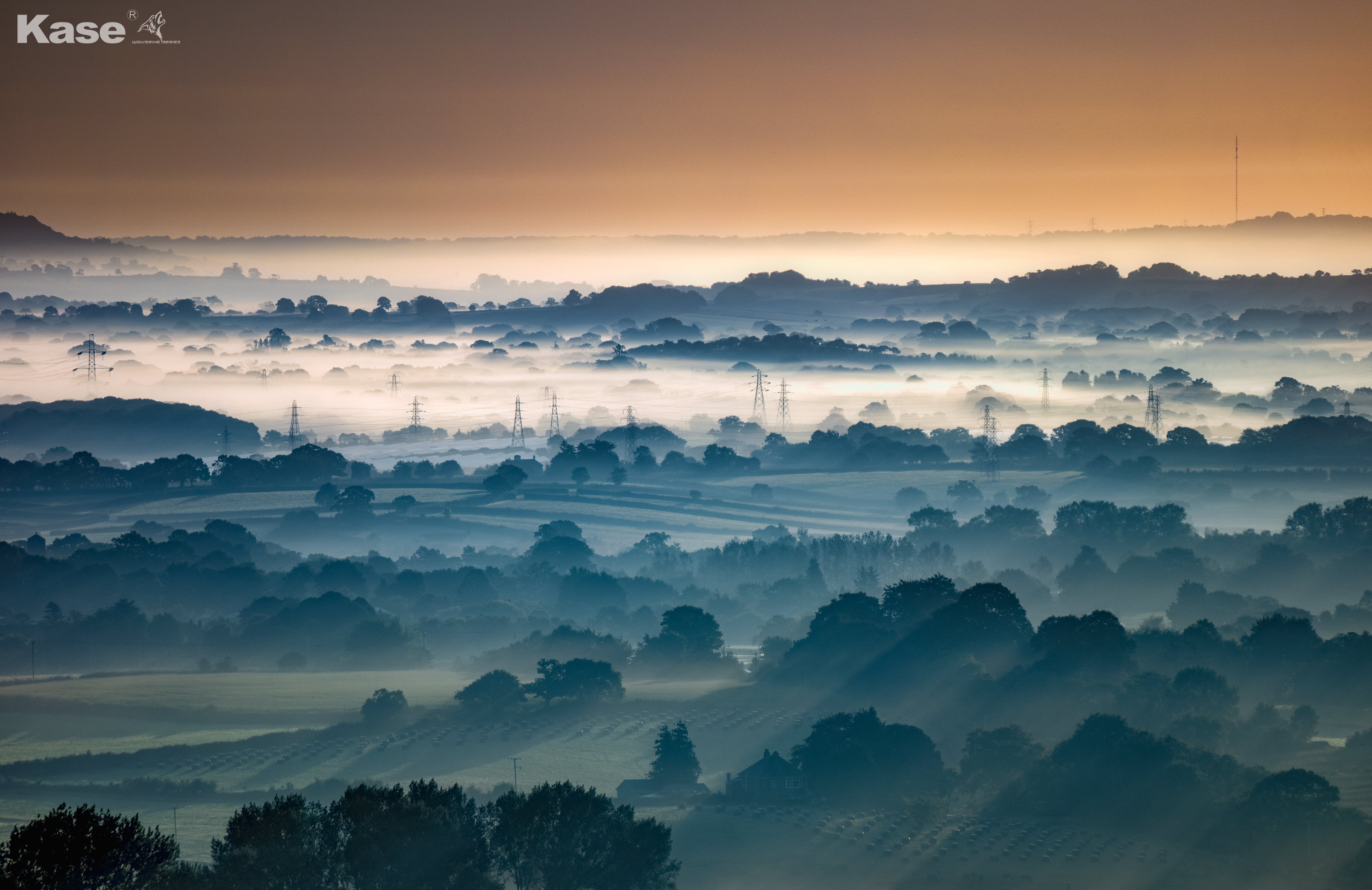 landscape, black and white, white, forest, sun, morning, rays, fog, fields, nature, sunset, painting, campbell, valley, pylons, photography, layers, hill, HD Wallpaper