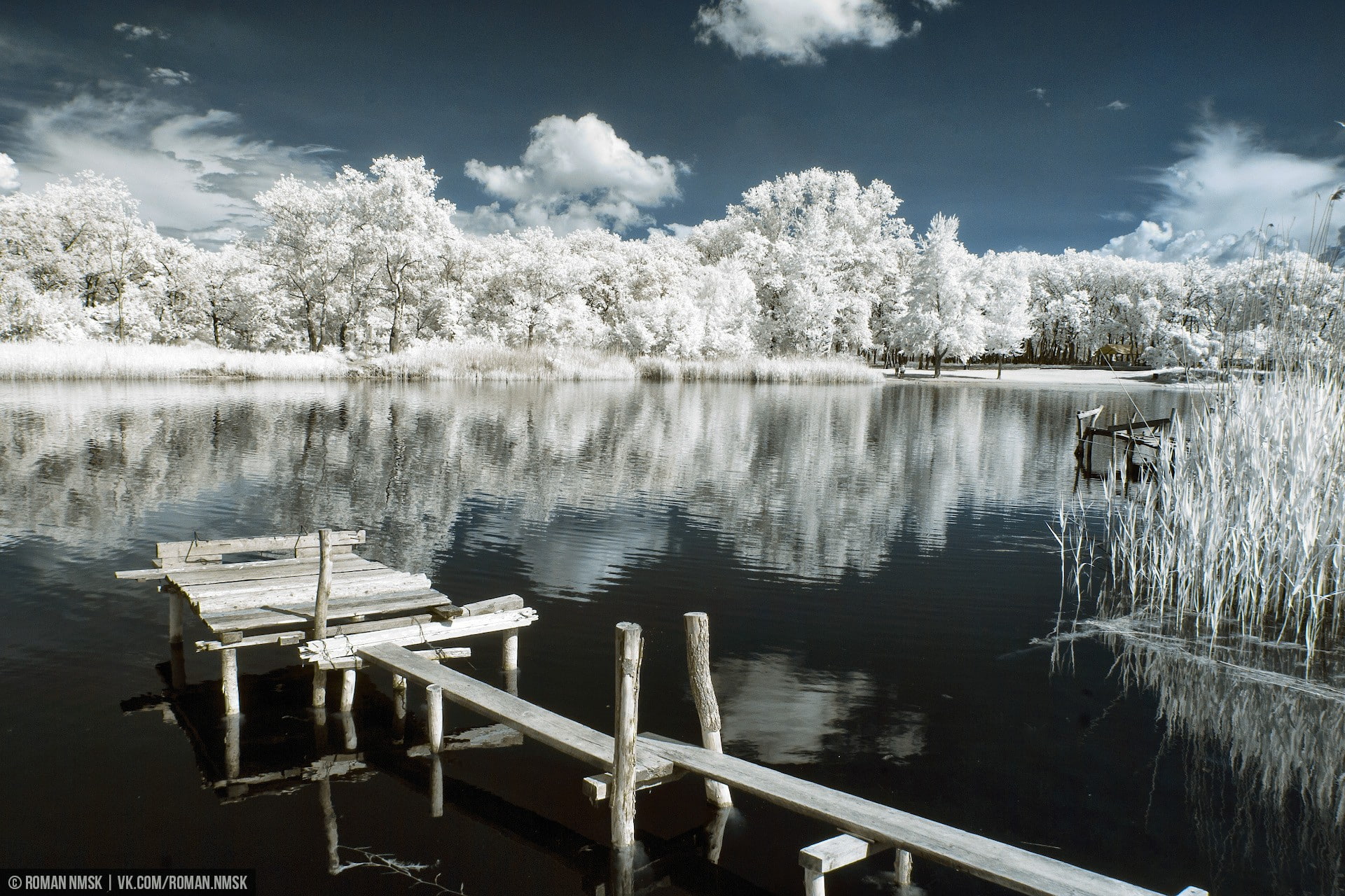 nature, river, Infrared, 1080P, sky, white, HD Wallpaper