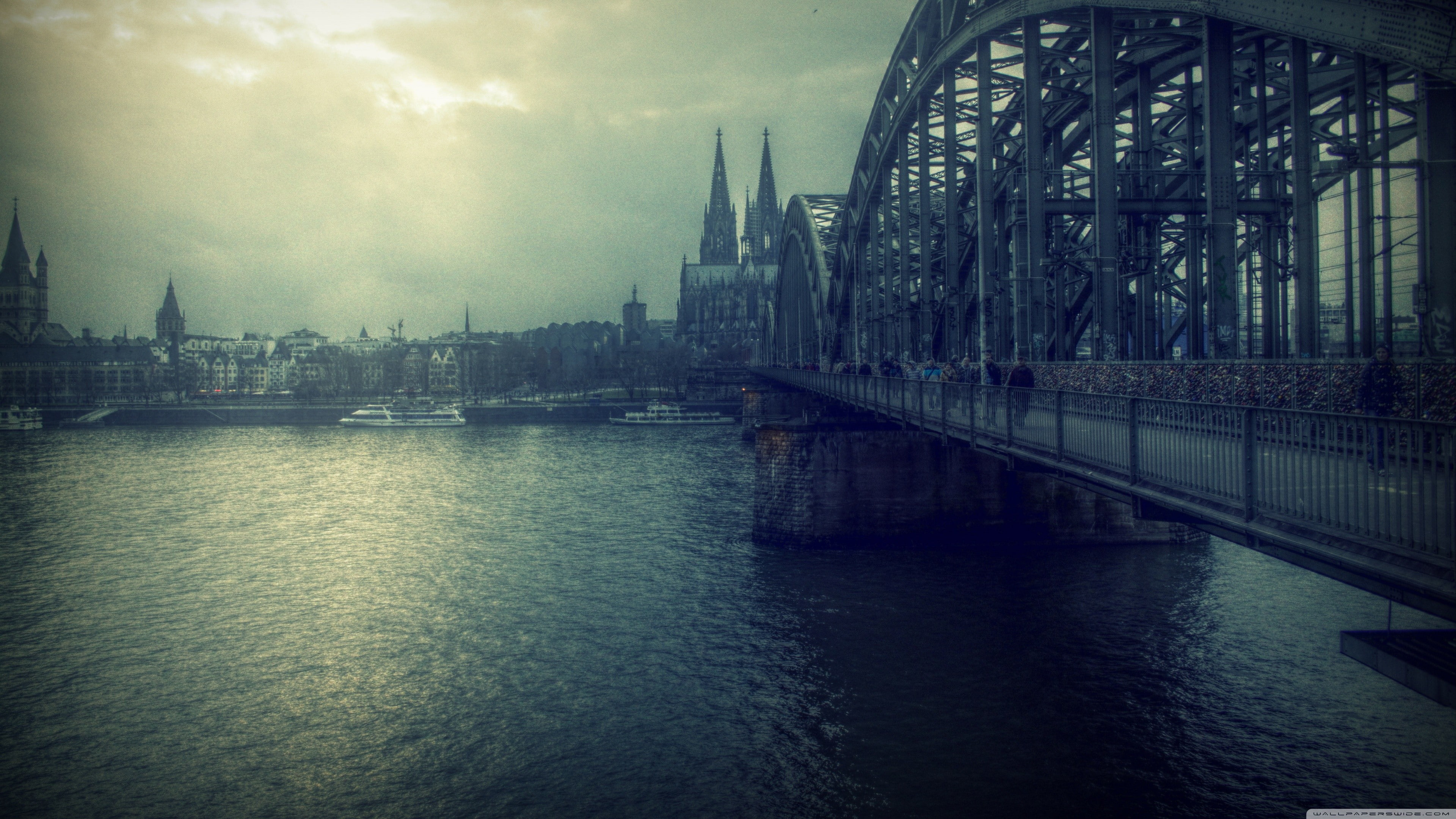 Germany, 4K, river, Cologne Cathedral, bridge, Cologne, HD Wallpaper