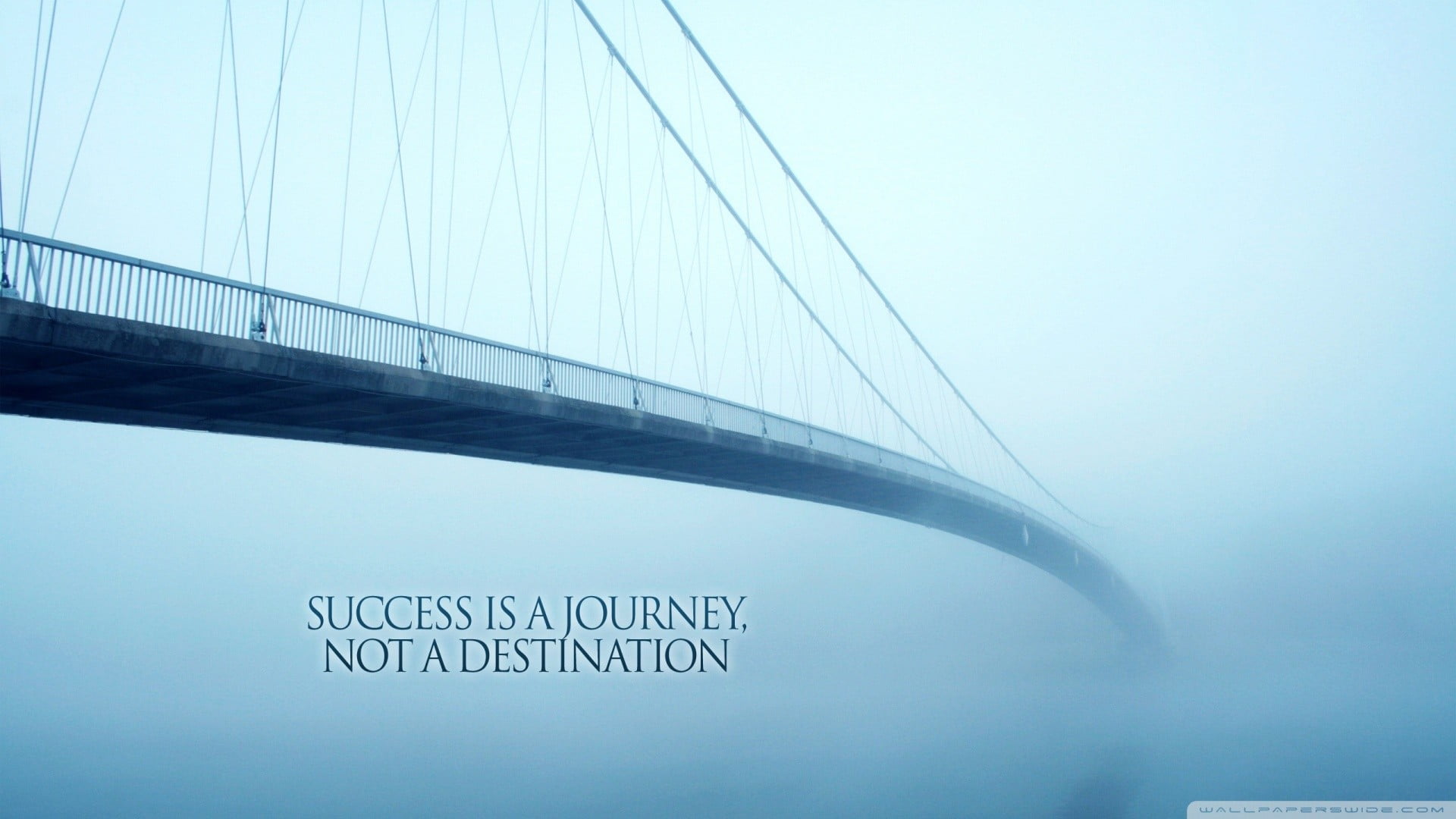 connection, built structure, low angle view, sky, text, no people, communication, water, fog, motivational, 1080P, outdoors, hanging, black, suspension bridge, HD Wallpaper