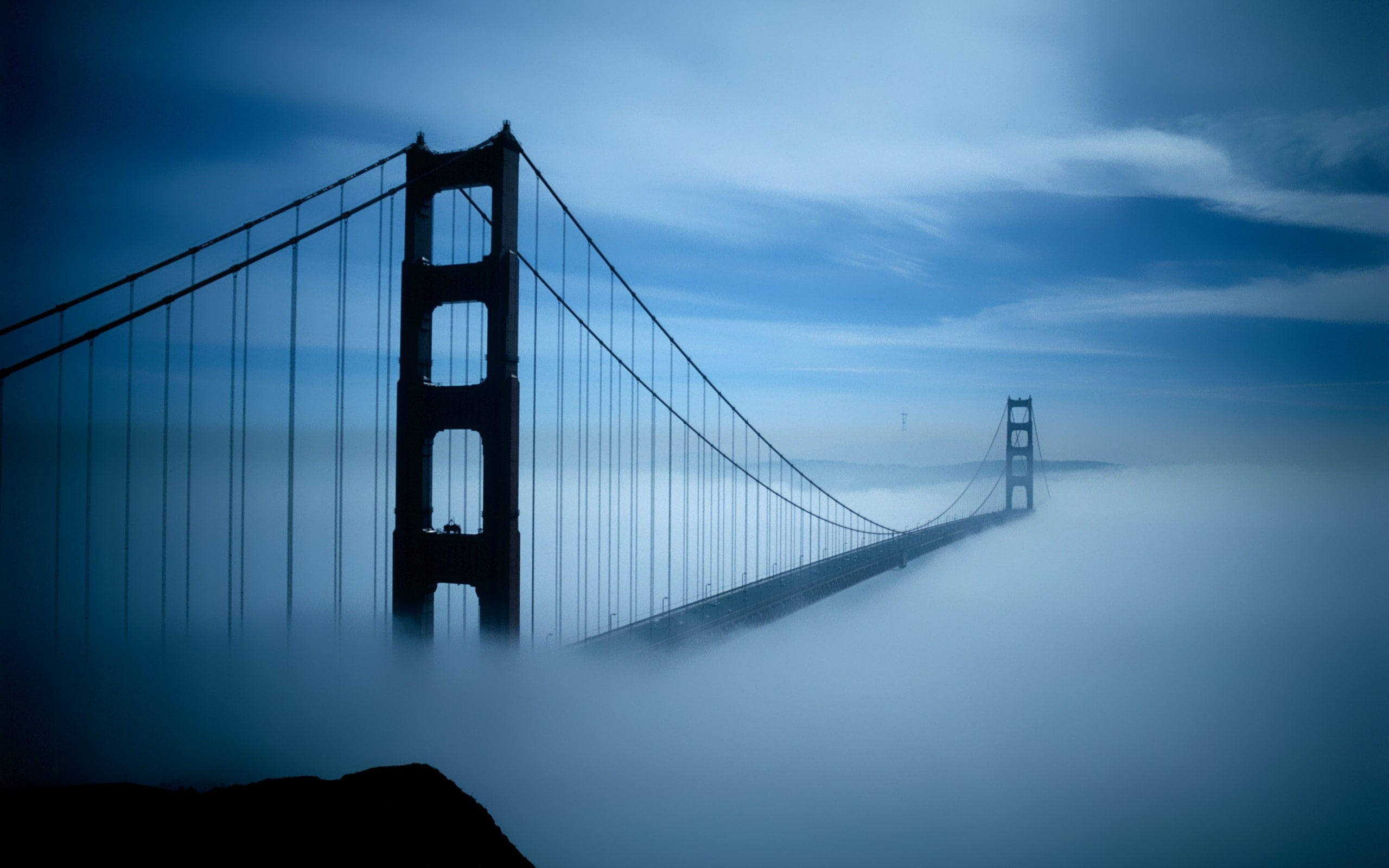 mist, 2K, urban, bridge, Golden Gate Bridge, HD Wallpaper