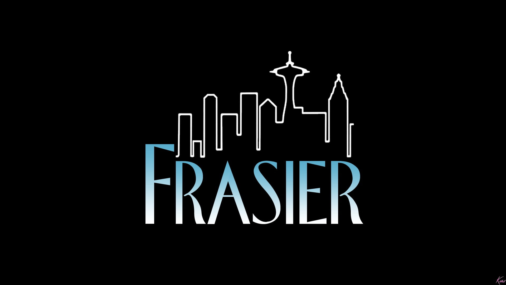 Frasier, dark, single word, neon, black background, black color, David Hyde Pierce, indoors, copy space, Frasier Crane, night, TV, cut out, capital letter, HD Wallpaper