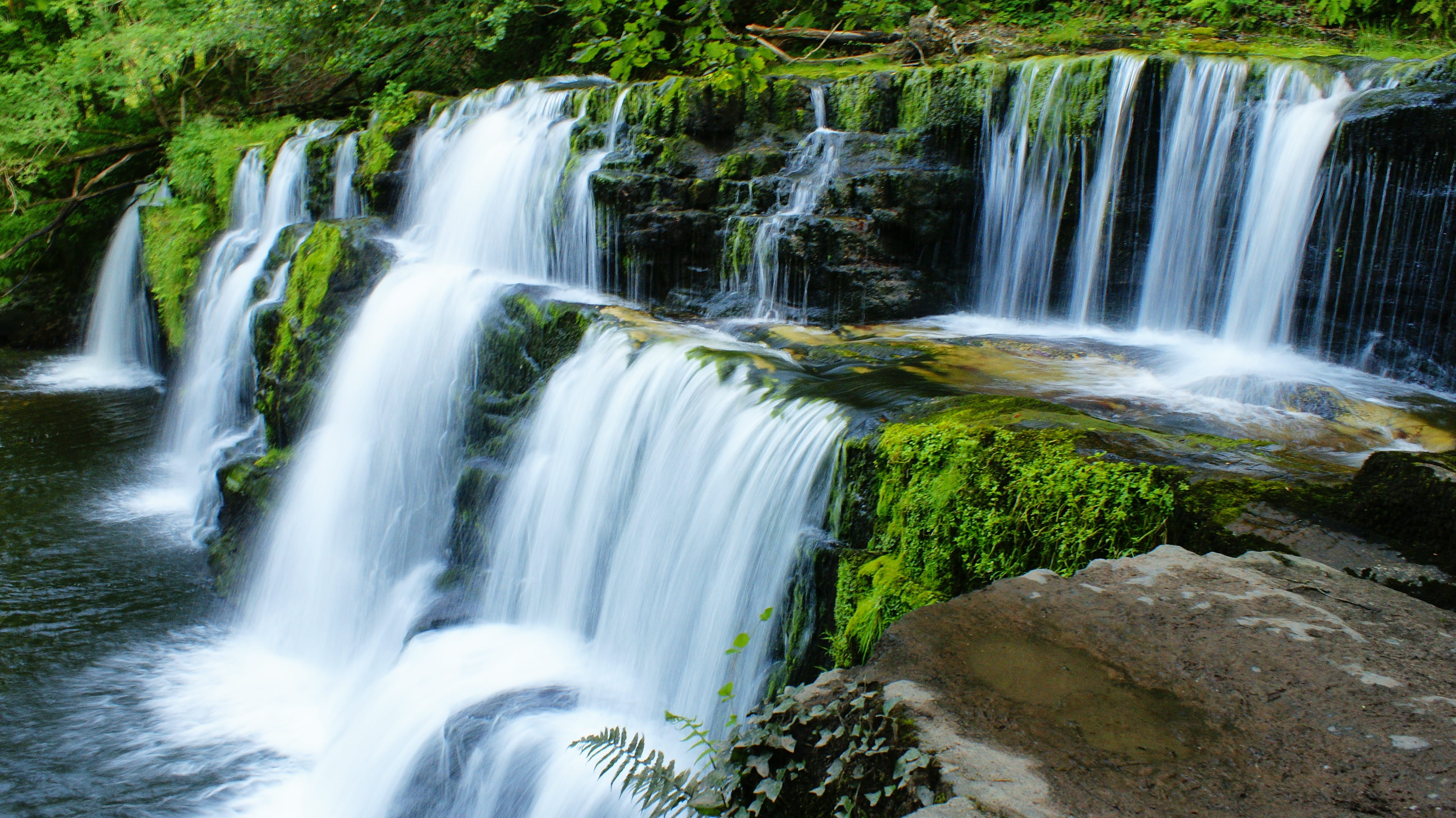 blurred motion, cascade, fresh, stream, beauty in nature, flowing, power in nature, plant, rock, tree, outdoor, wood, no people, land, scenery, motion, HD Wallpaper