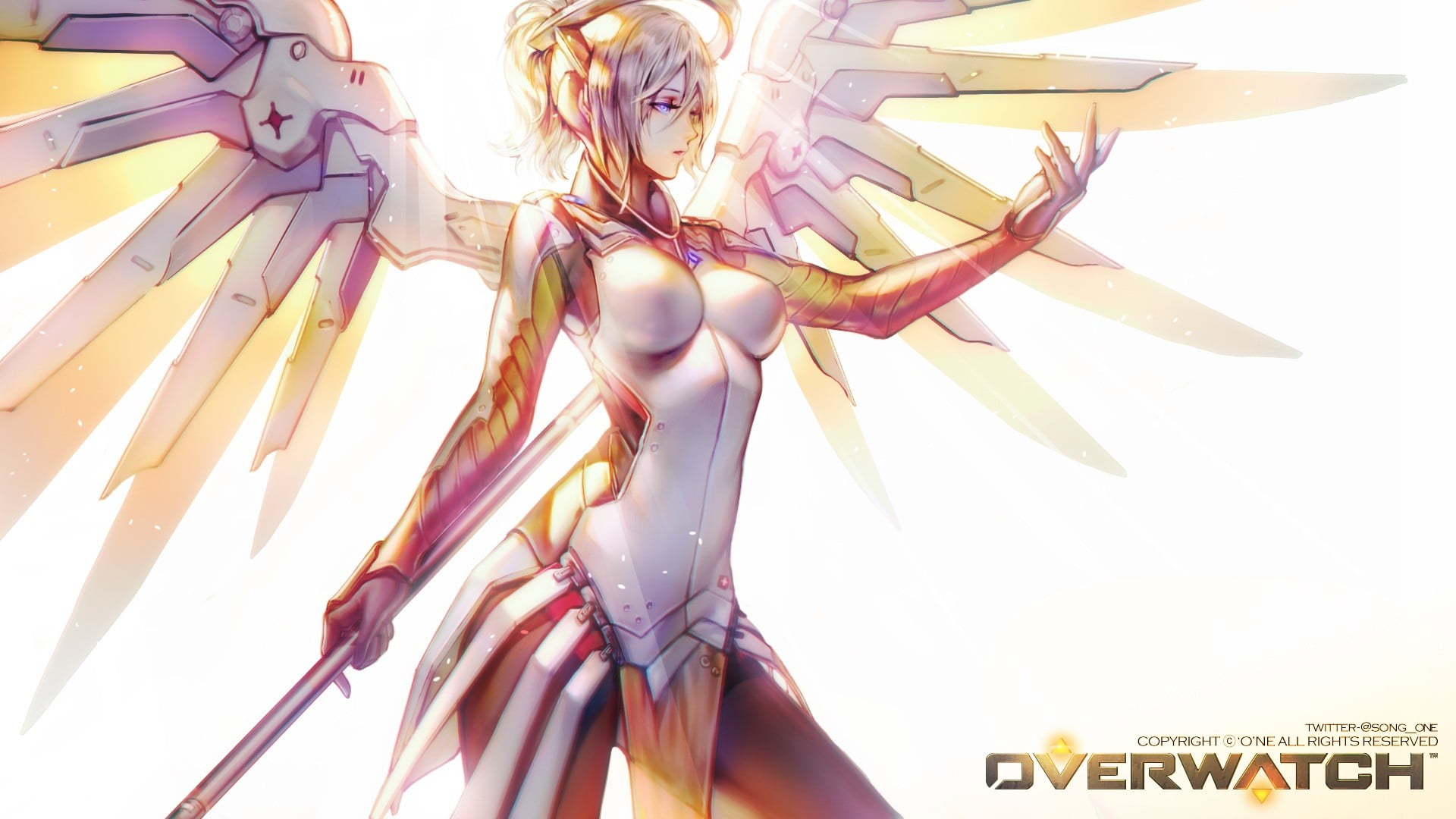 adult, close-up, creativity, three quarter length, game, fashion, low angle view, art and craft, representation, Overwatch, clothing, Mercy (Overwatch), HD Wallpaper