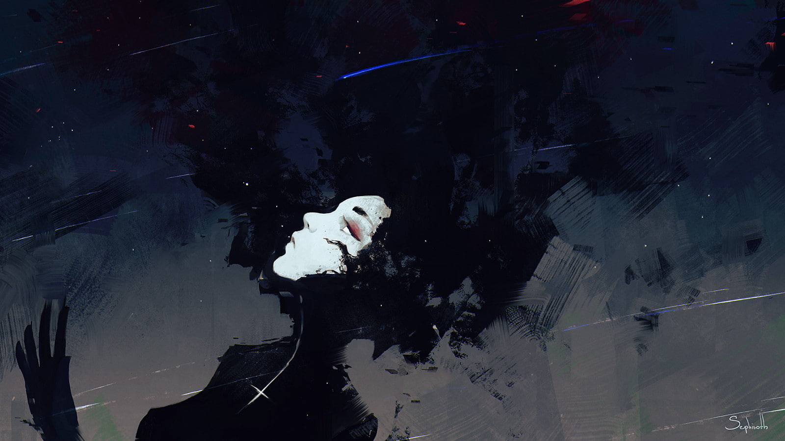 dark, face, concept art, women, 720P, Sephiroth Art, HD Wallpaper