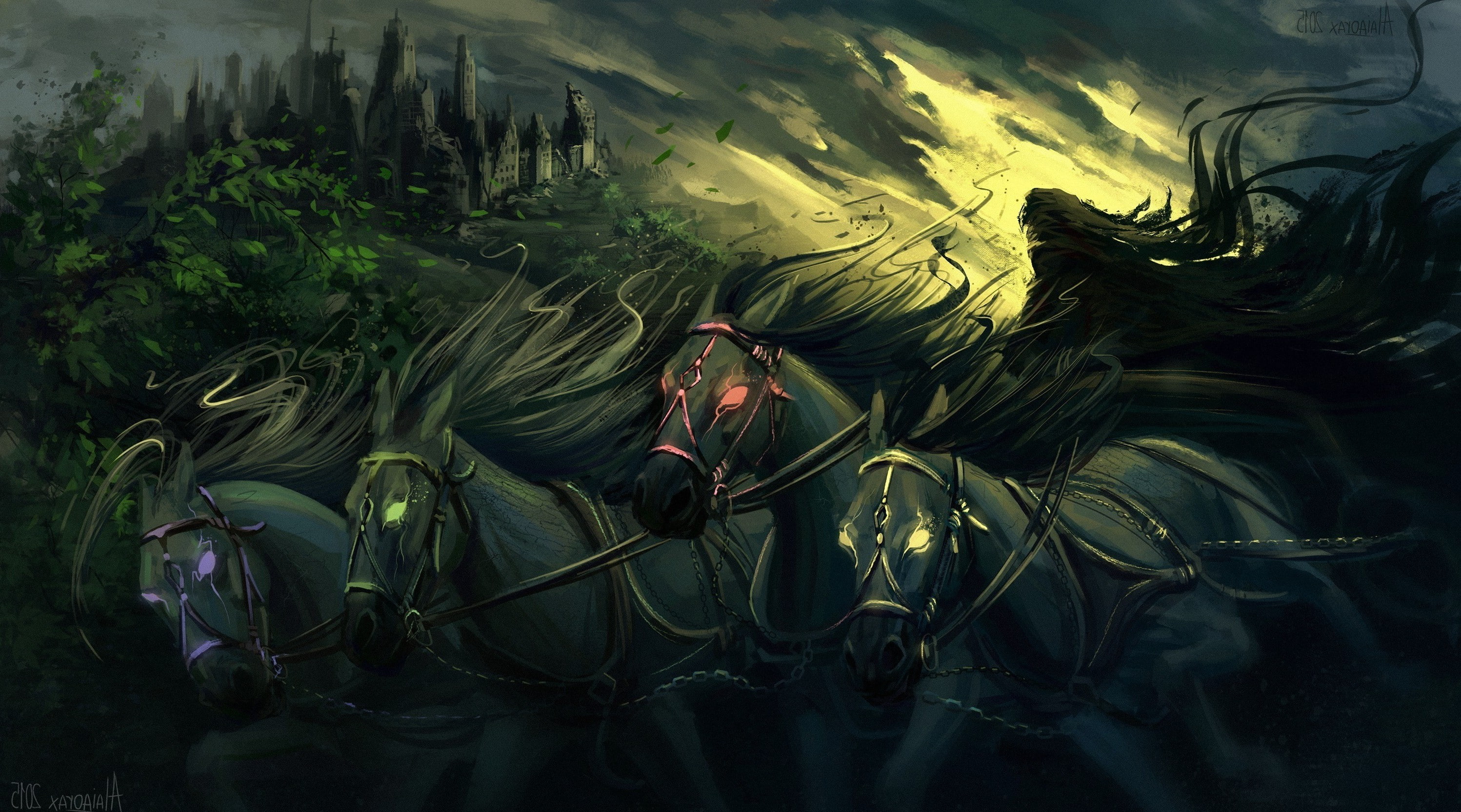 Four Horsemen Of The Apocalypse, horse, 2K, death, fantasy Art, artwork, grim reaper, HD Wallpaper