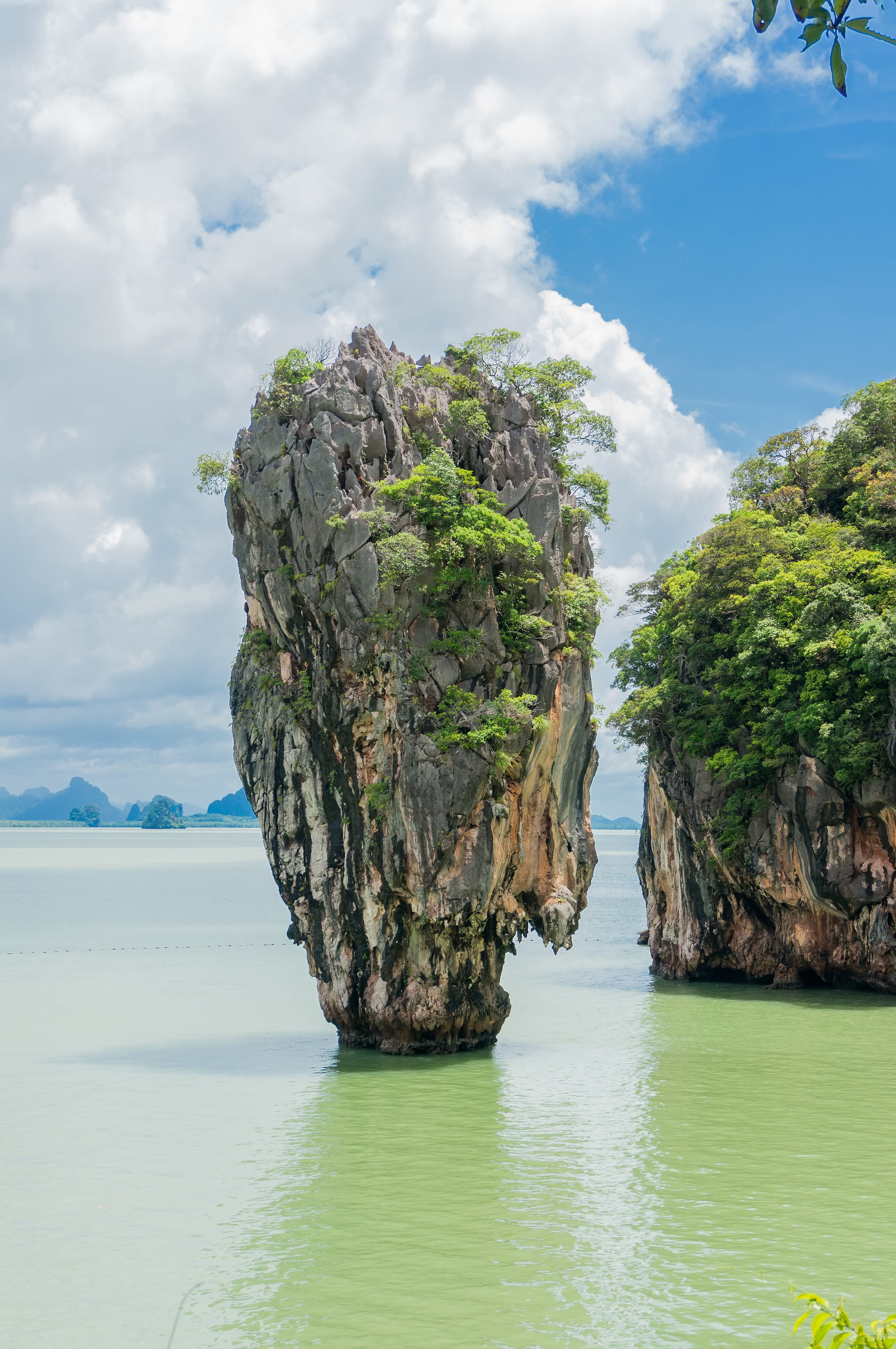 idyllic, rock, sky, day, tranquil scene, turquoise colored, waterfront, limestone cliff, mountain, ocean, outdoors, natural, phang nga bay, 4K, travel, Phone HD Wallpaper