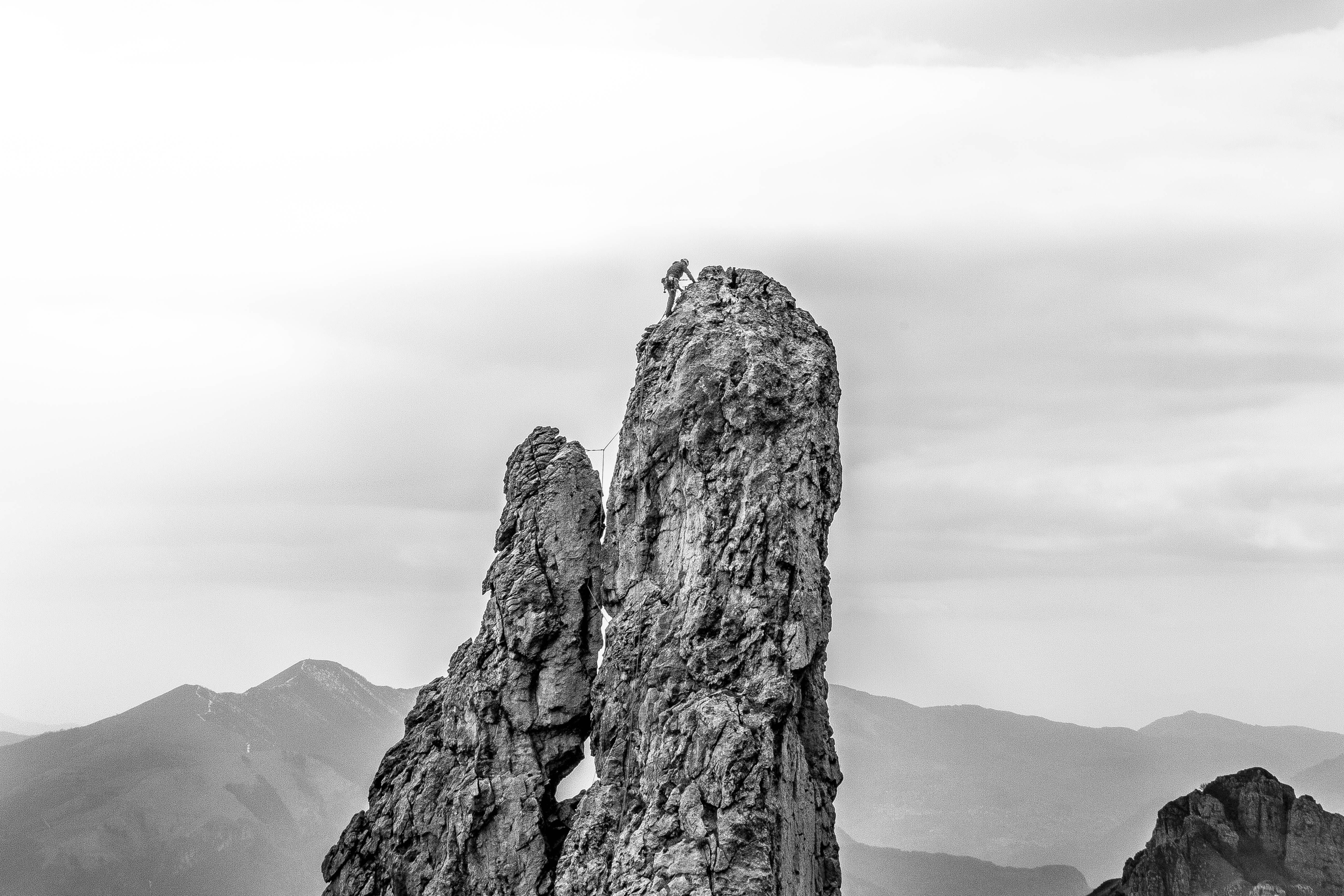 scenics - nature, beauty in nature, low, low angle view, mountain peak, no people, land, photography, tranquil scene, rock, man, formation, climb, landscape, HD Wallpaper
