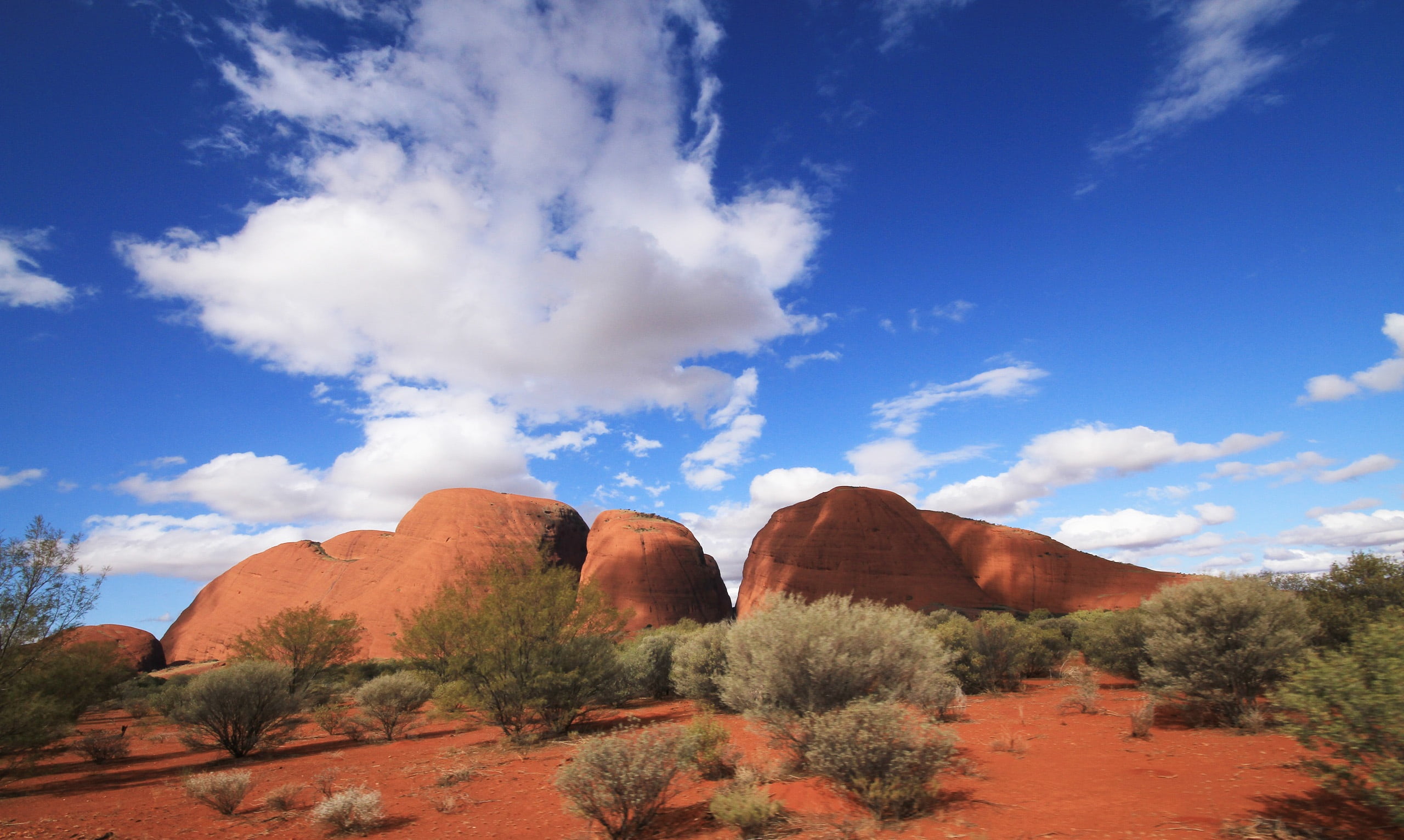 olgas, solid, scenics - nature, physical geography, formation, mountains, 2K, daytime, rock, rock - object, tranquil scene, outdoors, no people, cloud - sky, HD Wallpaper