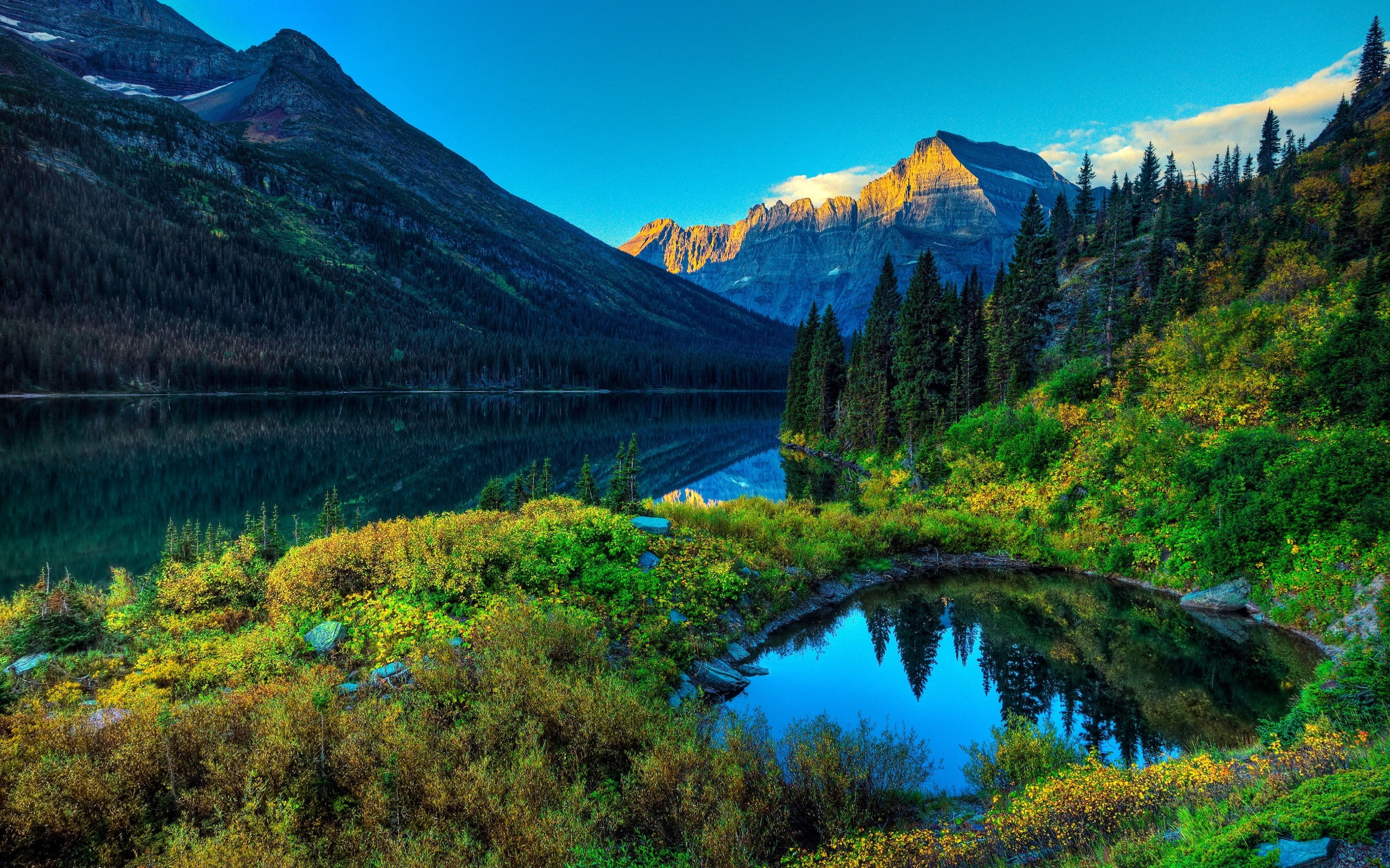 2K, scenery, lake, mountain, HD Wallpaper