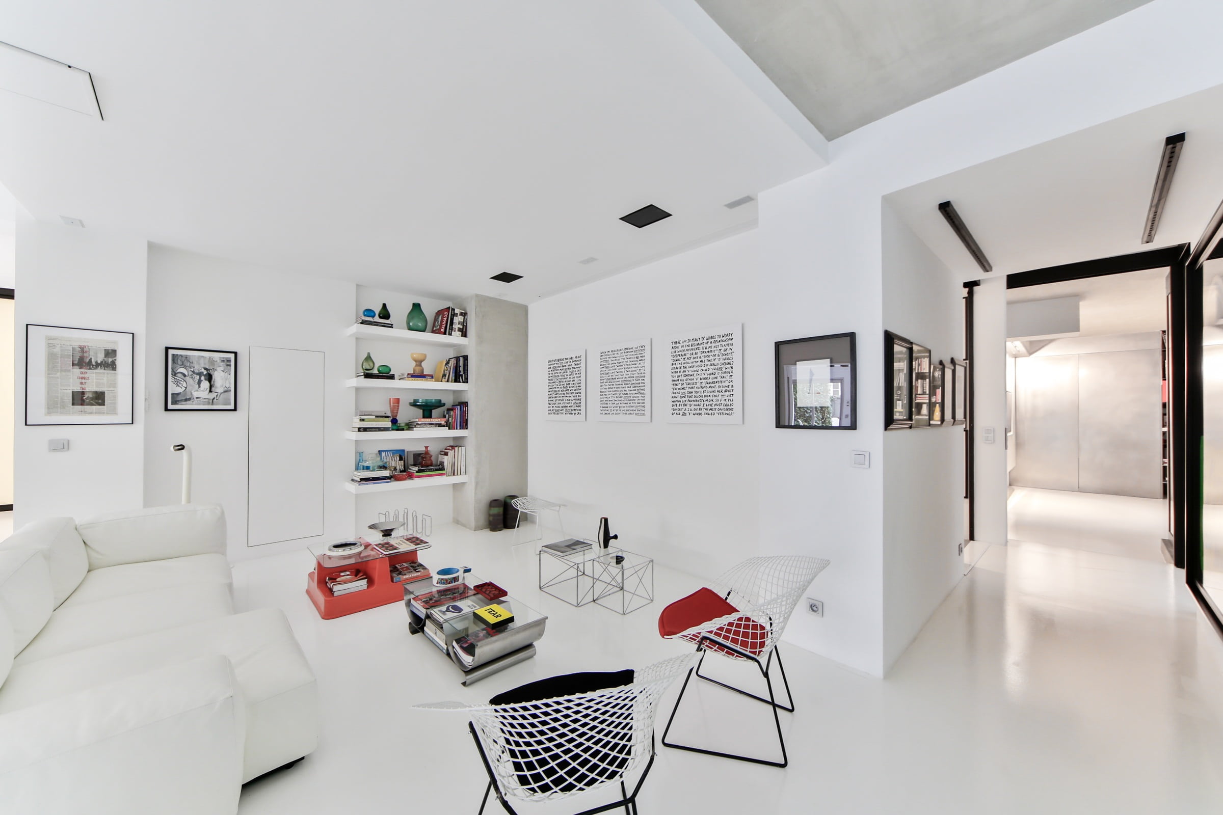 built structure, chair, lighting equipment, seat, door, absence, day, furniture, domestic room, technology, modern, white, table, beside, empty, luxury, HD Wallpaper