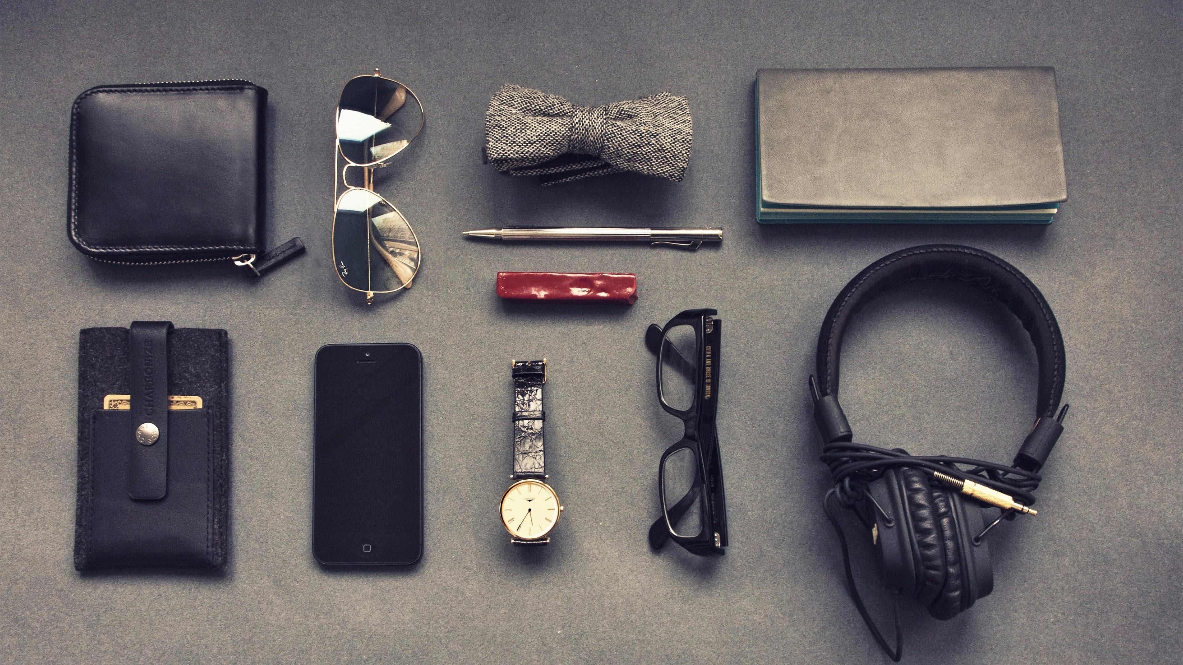 smart phone, knolling - concept, arrangement, directly above, gentleman, watch, order, leather, man, technology, organization, communication, choice, high angle view, HD Wallpaper