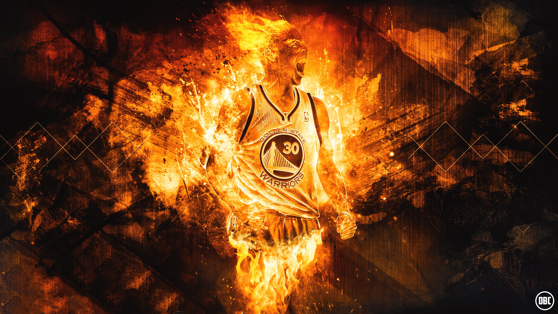Warriors, yellow, bonfire, burning, flame, Stephen Curry, illuminated, wire wool, ceiling, sign, 1080P, warning sign, nature, abstract, heat - Temperature, HD Wallpaper