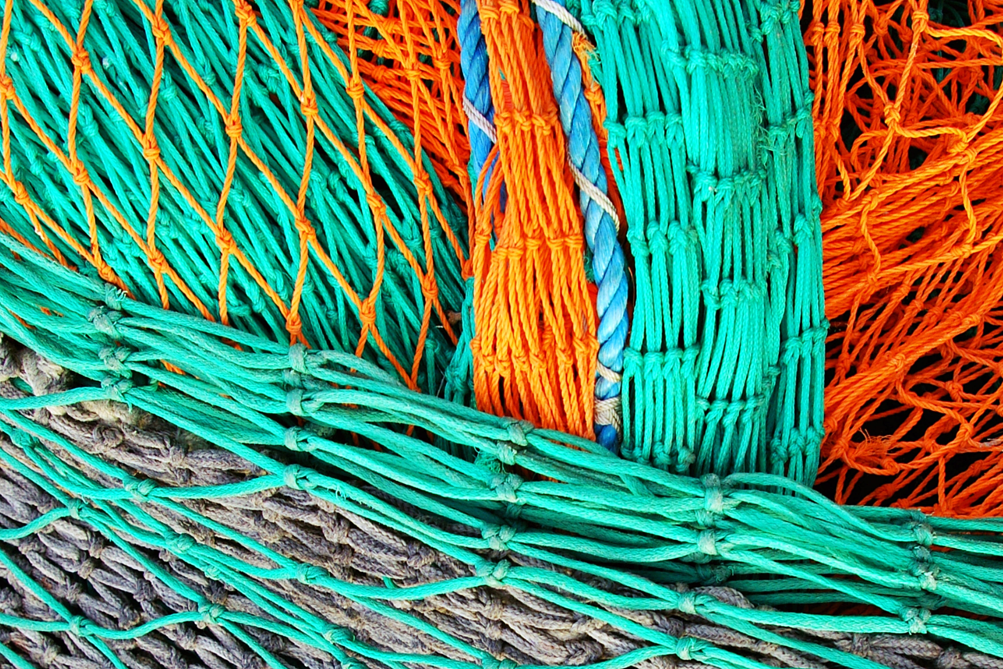 complexity, fishing net, rope, commercial fishing net, tangled, fishing, strength, no people, pattern, orange, backgrounds, high angle view, still life, HD Wallpaper