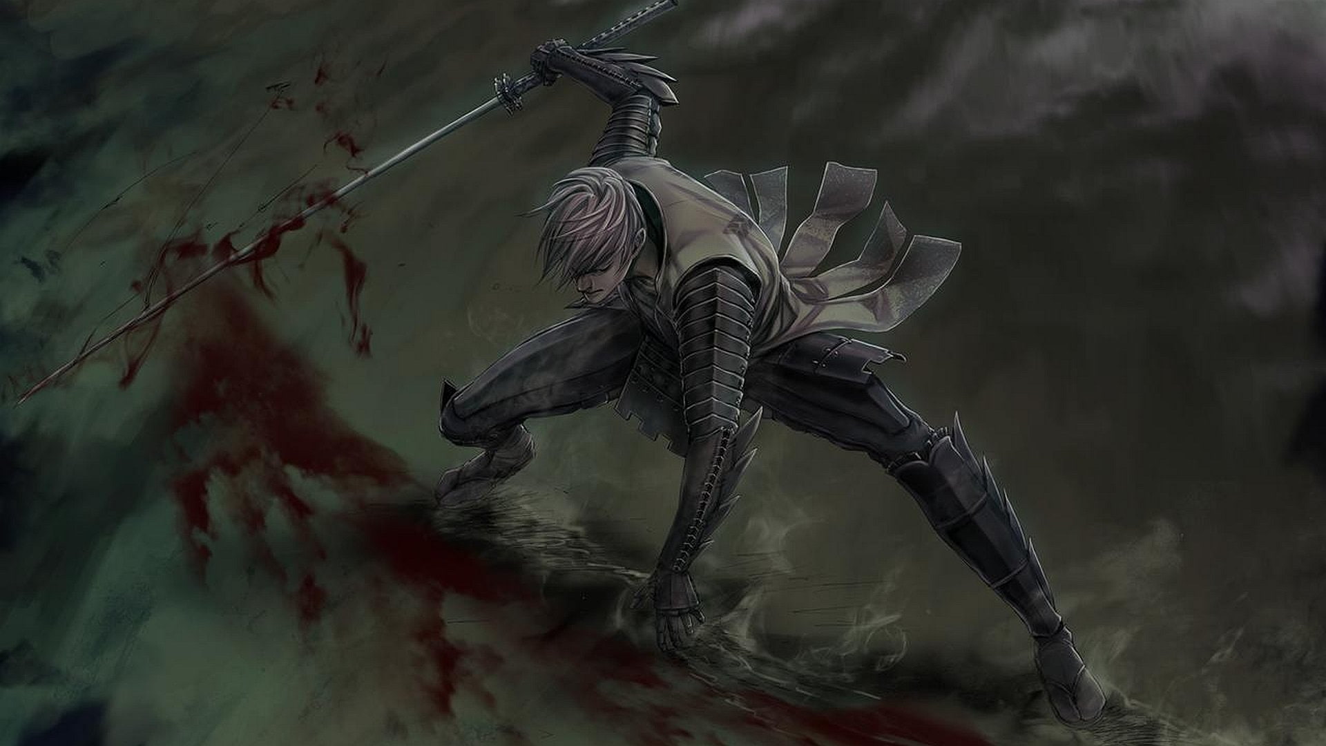 Fantasy, weapon, grey, digital, 1080P, Sengoku Basara, Warrior, man, holding, HD Wallpaper