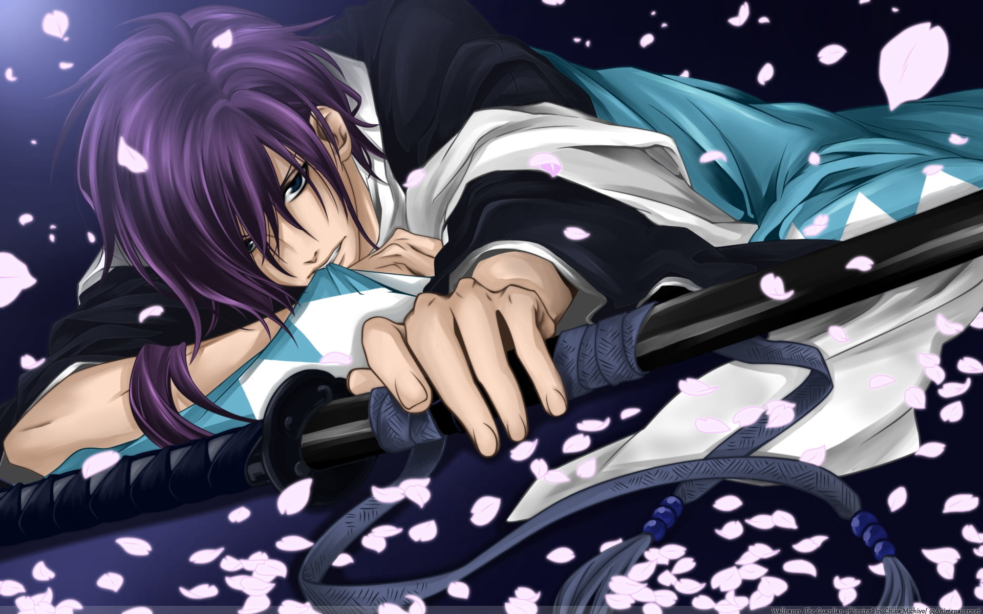 illustration, blue, hairstyle, vector, leisure activity, cartoon, beautiful, petals, people, full length, beauty, anime, casual clothing, purple, portrait, HD Wallpaper