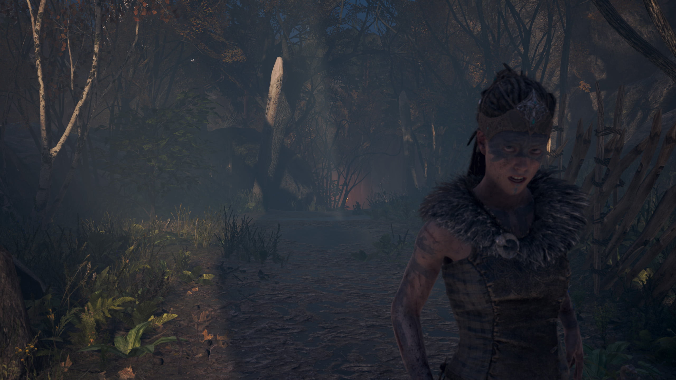 front view, standing, one person, young adult, forest, land, 2K, young women, leisure activity, portrait, nature, real people, Hellblade: Senuas Sacrifice, HD Wallpaper
