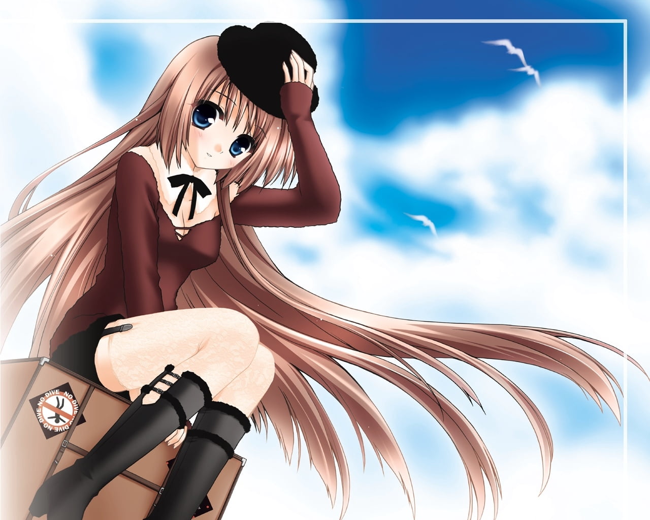 outdoors, girl, sky, 720P, real people, fashion, creativity, art and craft, sculpture, one person, women, hair, brown, cloud - sky, wind, day, paranoia max, HD Wallpaper
