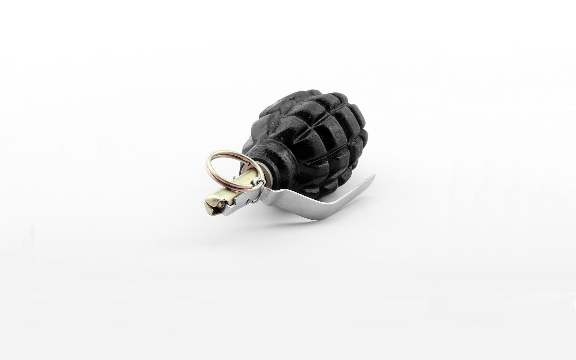 cut out, communication, crumpled, 1080P, black, single object, Defensive grenade, copy space, ring, no people, close-up, still life, Pineapple, metal, HD Wallpaper