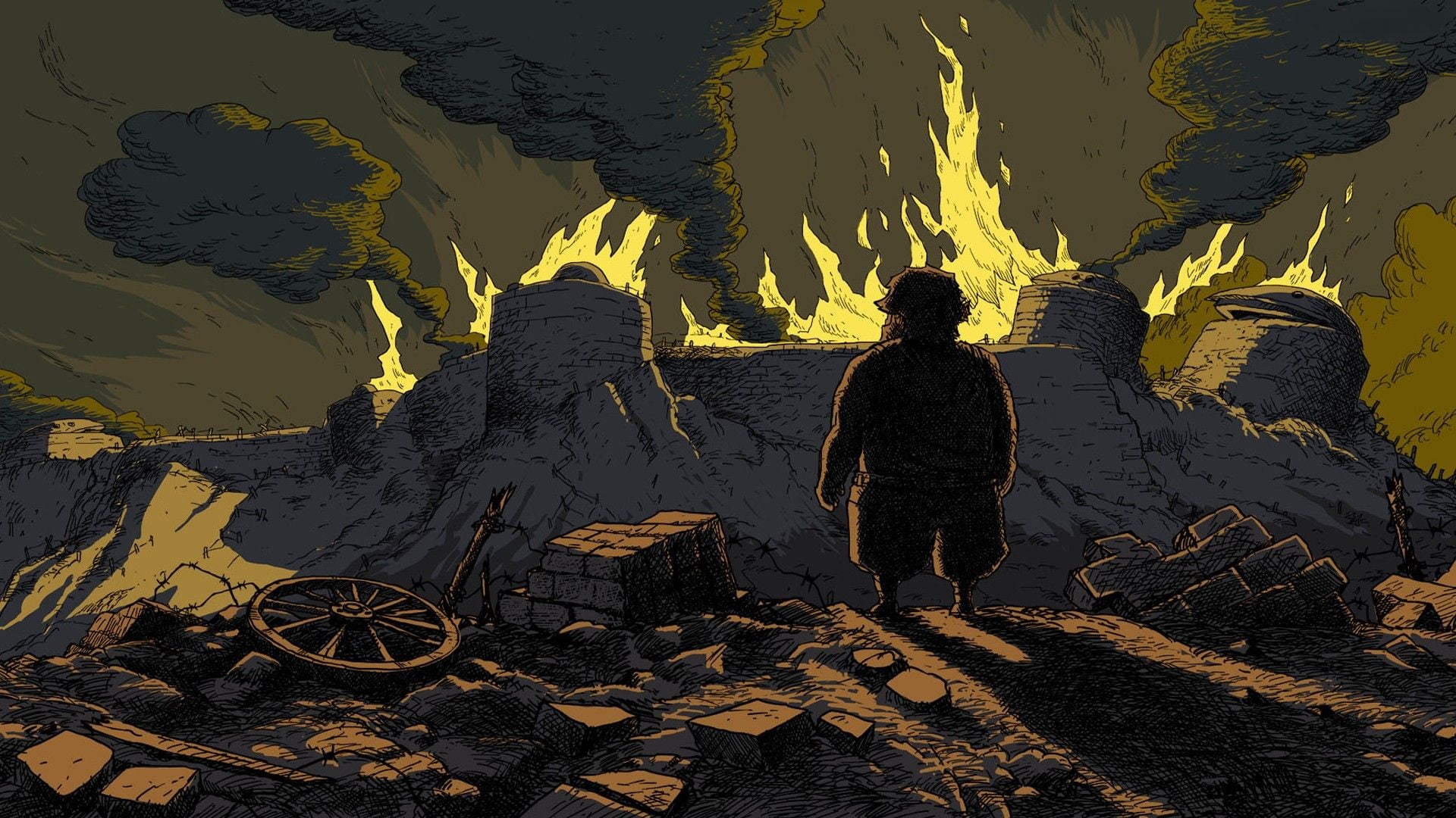 people, water, real people, artwork, leisure activity, Video Game Art, sunlight, pets, nature, 1080P, Valiant Hearts The Great War, outdoors, standing, HD Wallpaper