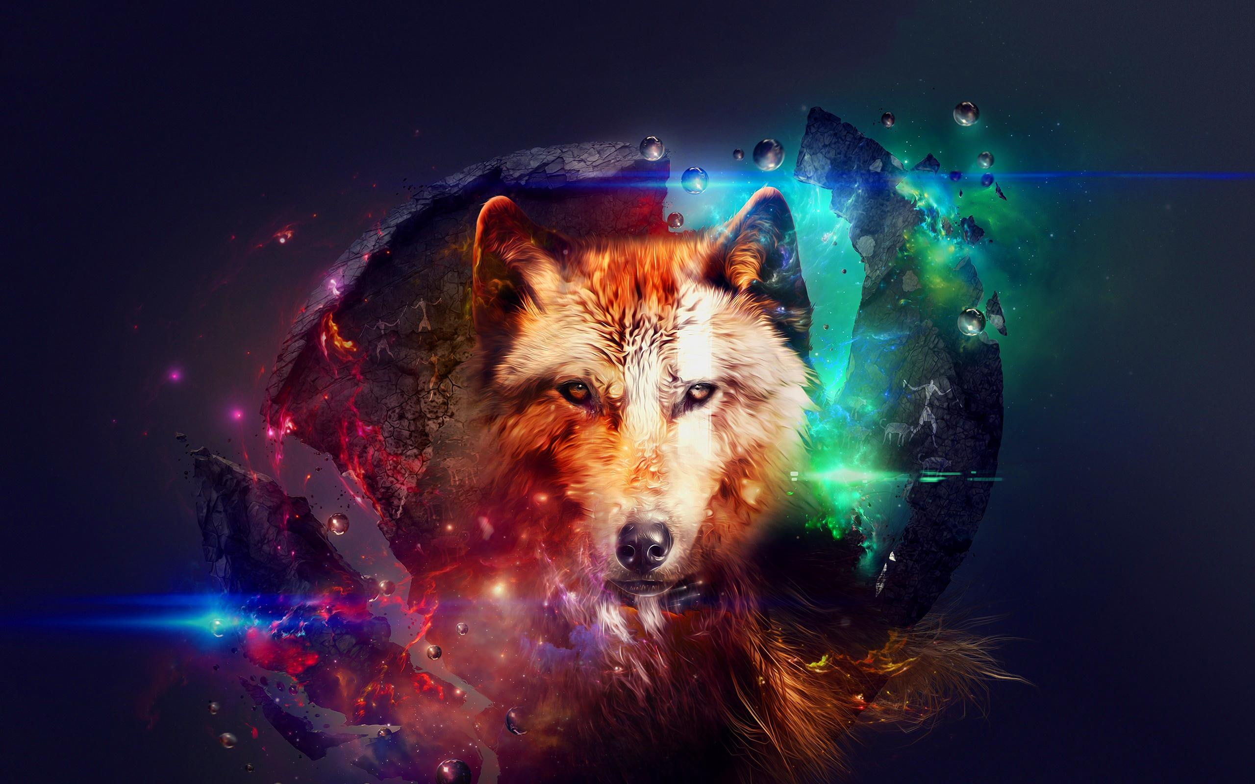 brown, dog, 2K, wolf, abstract, art, HD Wallpaper
