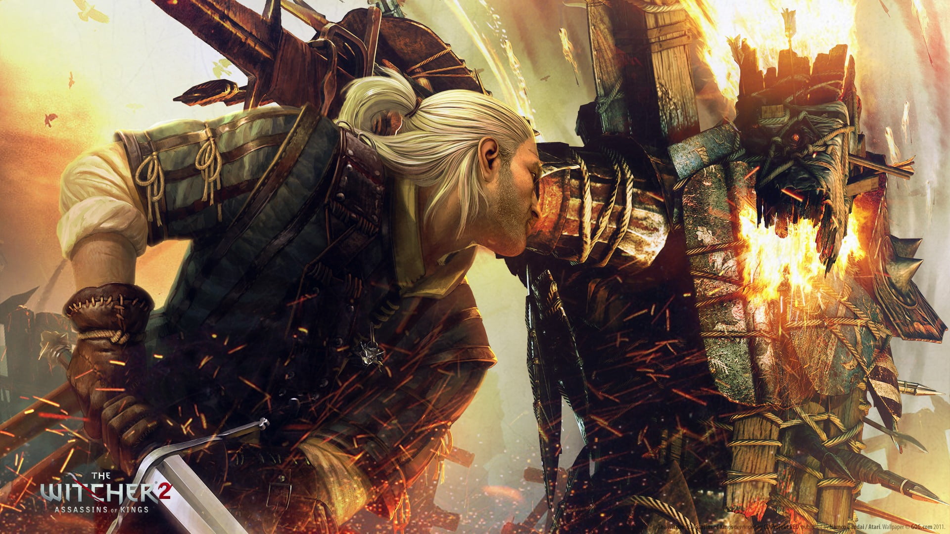 Geralt of Rivia, holding, men, adult, fire - natural phenomenon, young adult, one person, photography themes, indoors, illuminated, casual clothing, lifestyles, HD Wallpaper