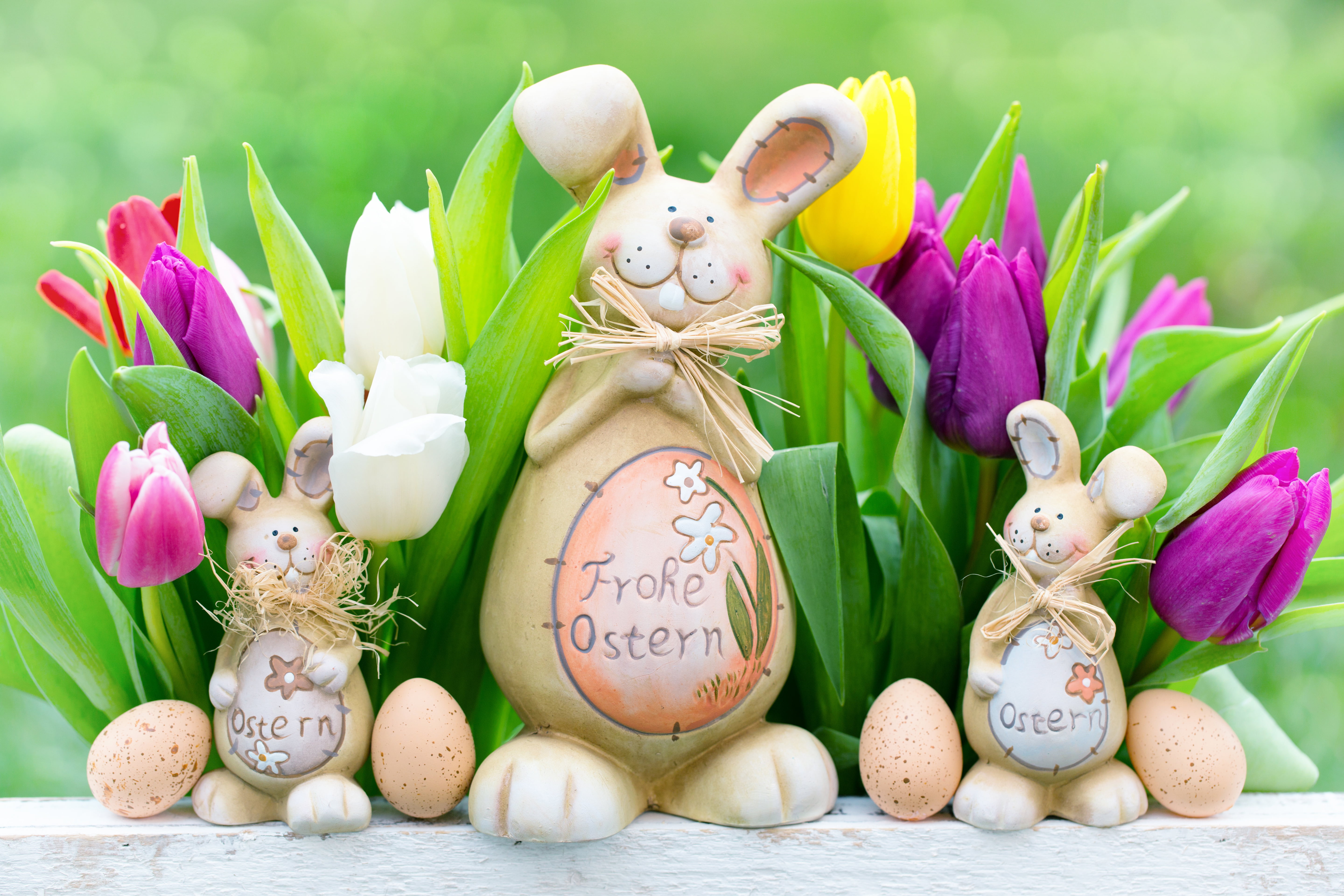 three, flower, figurine, decors, holiday, decoration, eggs, bunny, flower head, Easter eggs, Easter, egg, creativity, flowering plant, easter egg, no people, HD Wallpaper