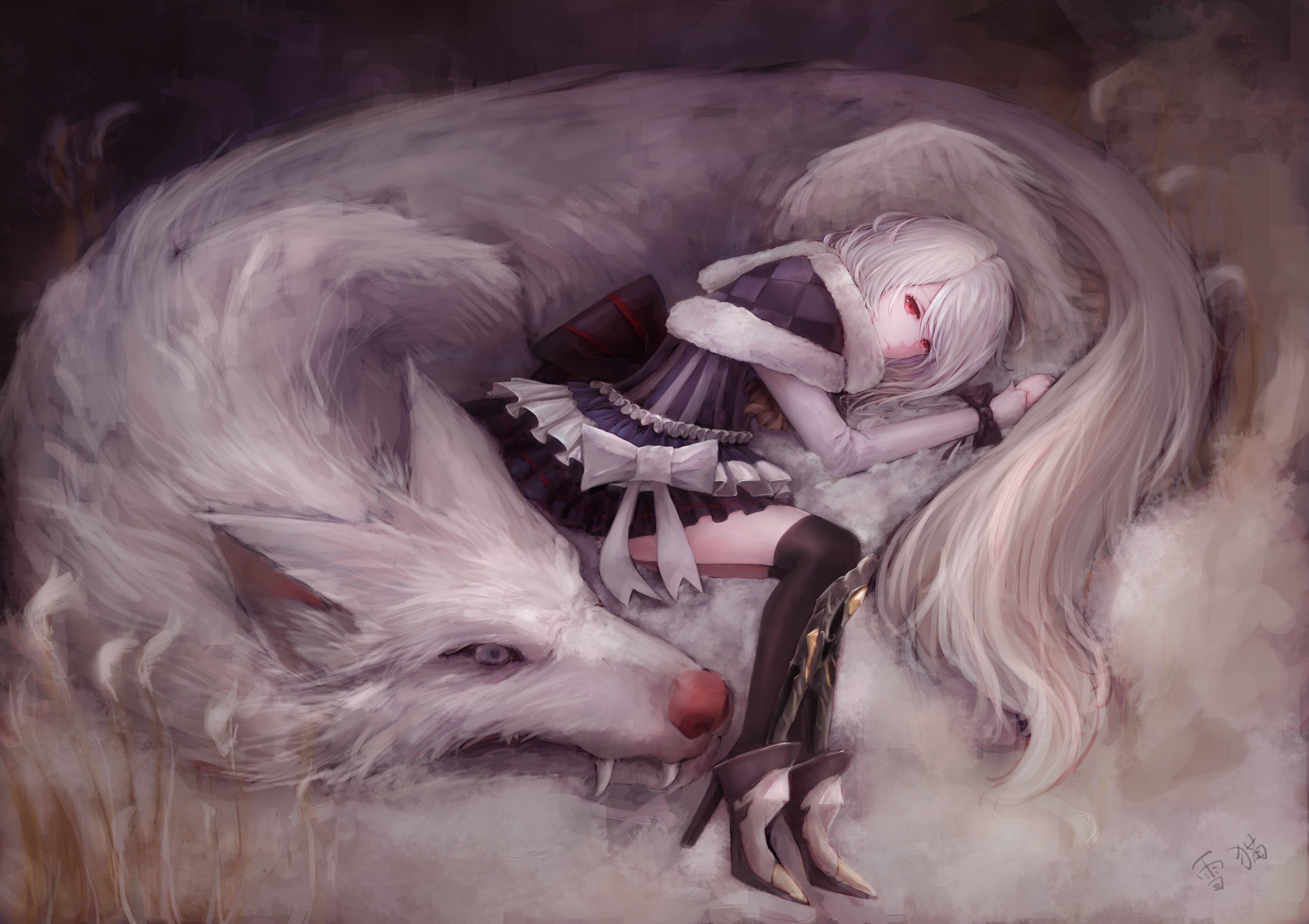 lifestyles, animal wildlife, one person, wolf, leisure activity, short hair, real people, hairstyle, mask - disguise, anime, 5K, blond hair, red eyes, HD Wallpaper