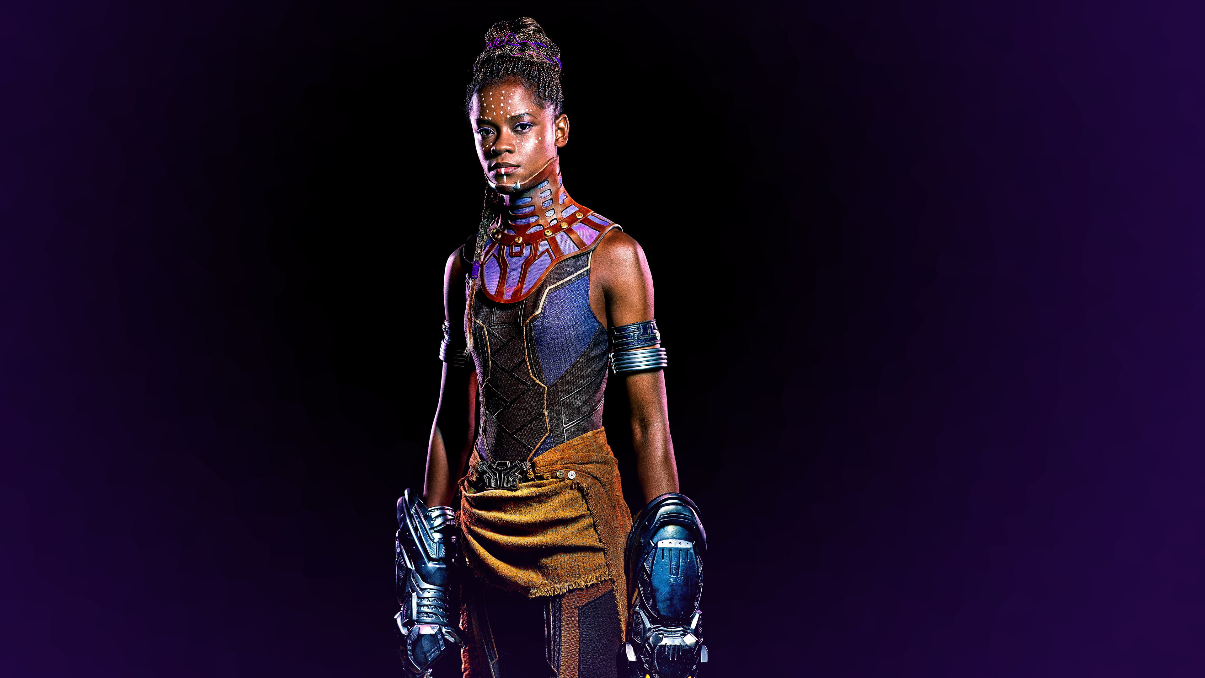 illustration, athlete, looking at camera, three quarter length, portrait, game, one person, female, colored background, standing, confidence, Shuri, 4K, HD Wallpaper