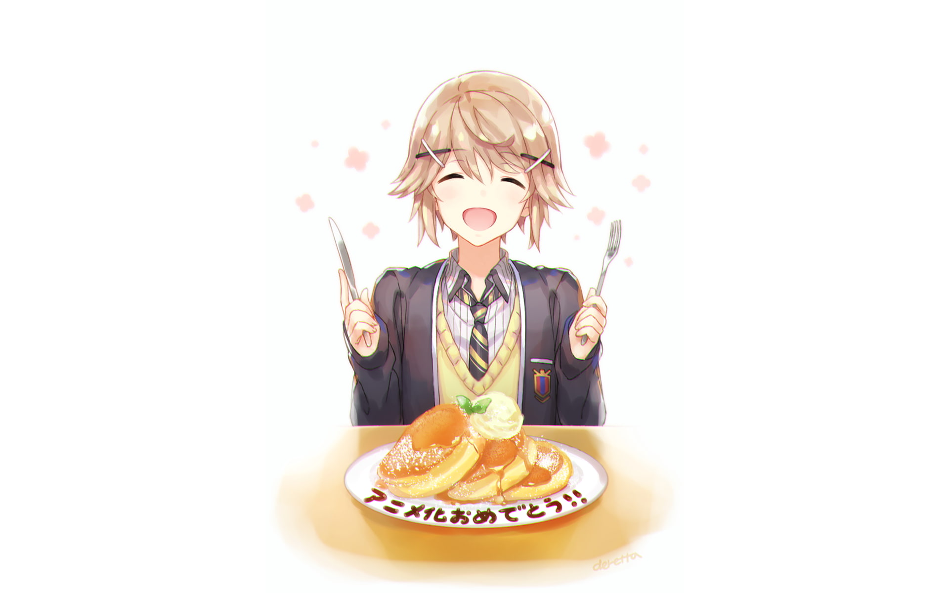 Anime, shuri kojuurou, 1080P, smiling, happy, masamune-kun no revenge, eating, HD Wallpaper