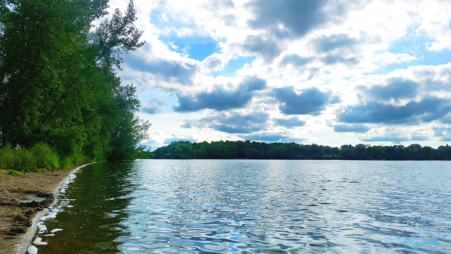 sky, no people, nature, day, lake, tranquil scene, idyllic, cloud - sky, tree, green color, Minnesota, 720P, lagoon, flowing water, water, non-urban scene, HD Wallpaper