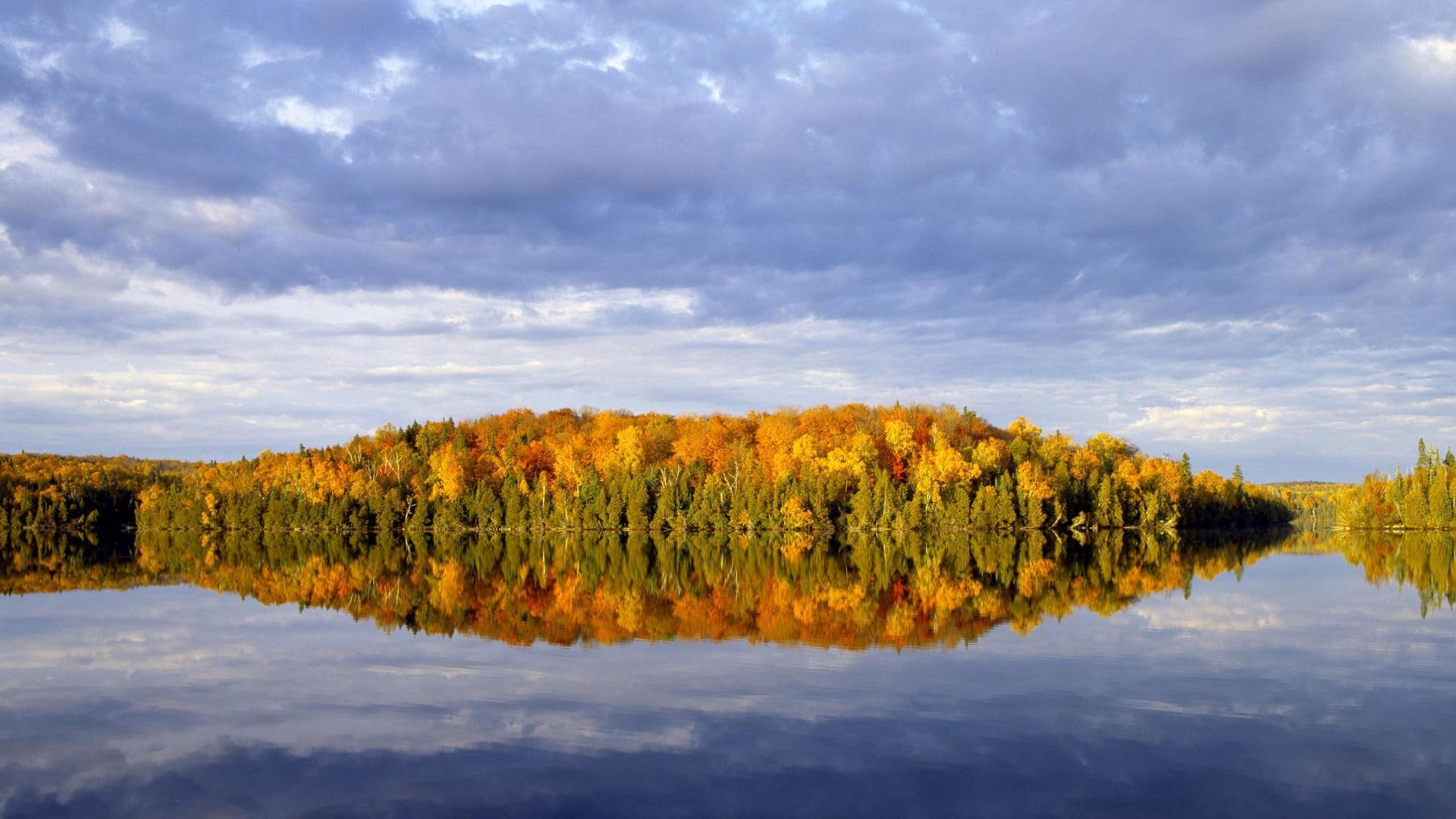 lagoon, minnesota, forest, 1920x1080, nature, island, national, superior, 1080P, HD Wallpaper