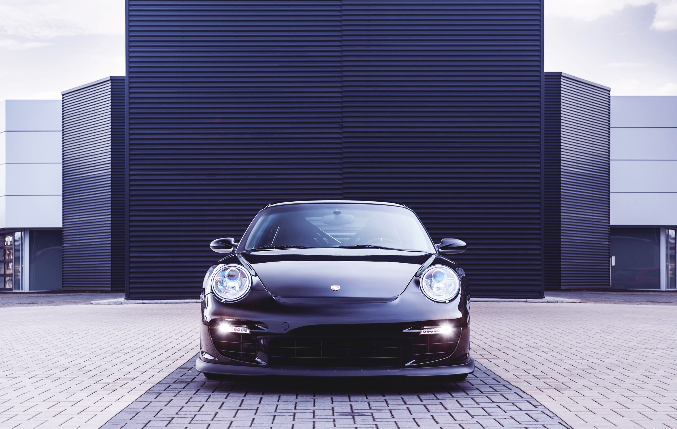 The building, Auto, Porsche, 1080P, Lights, Machine, OK-Chiptuning, The front, Black, Sports car, GT2, 911, The hood, HD Wallpaper