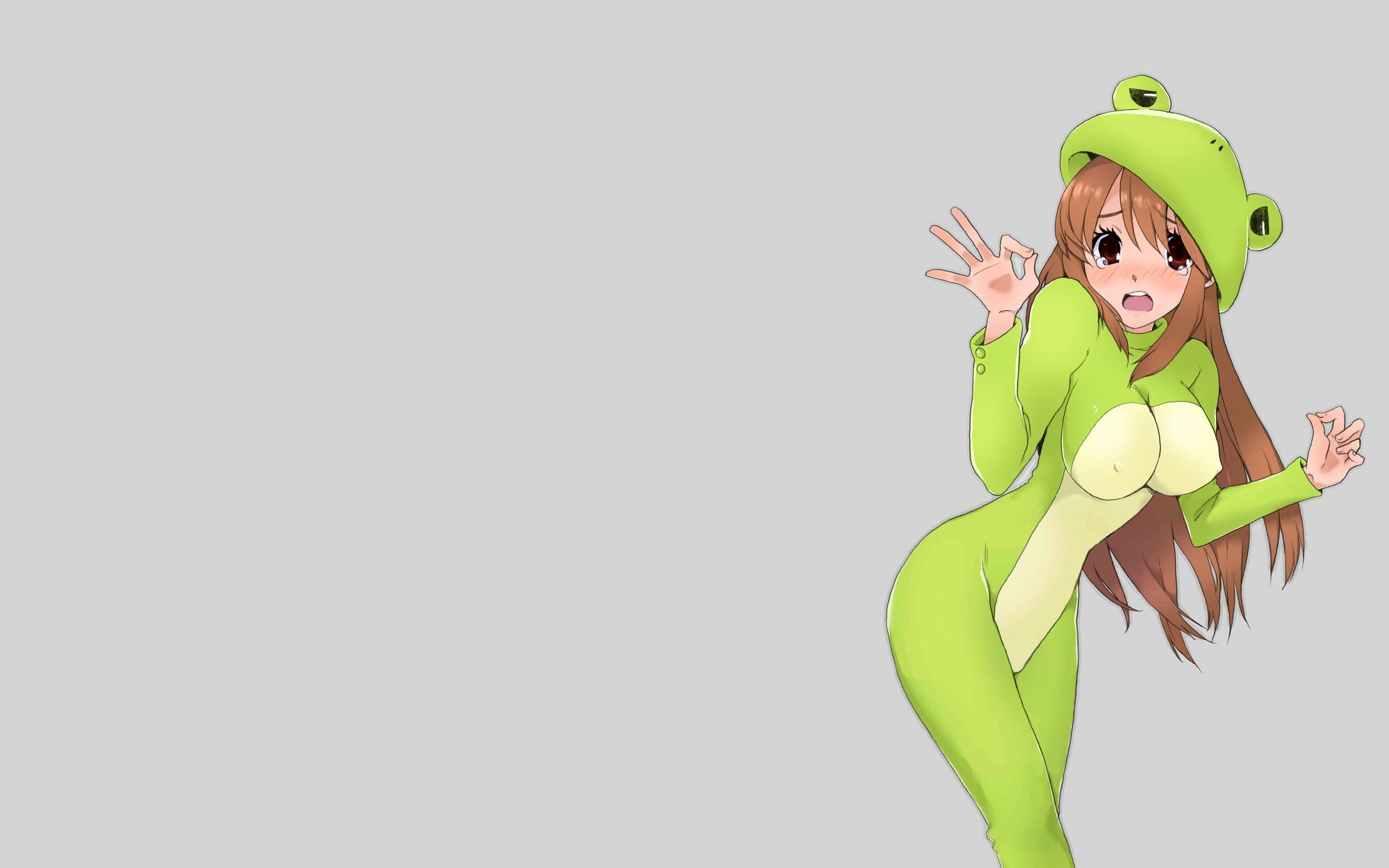 Funimation, Character, Anime, Frog, Kadokawa, Cute, Kyoto Animation, The Melancholy of Haruhi Suzumiya, Boobies, 2K, Pretty, Costume, Empty background, HD Wallpaper