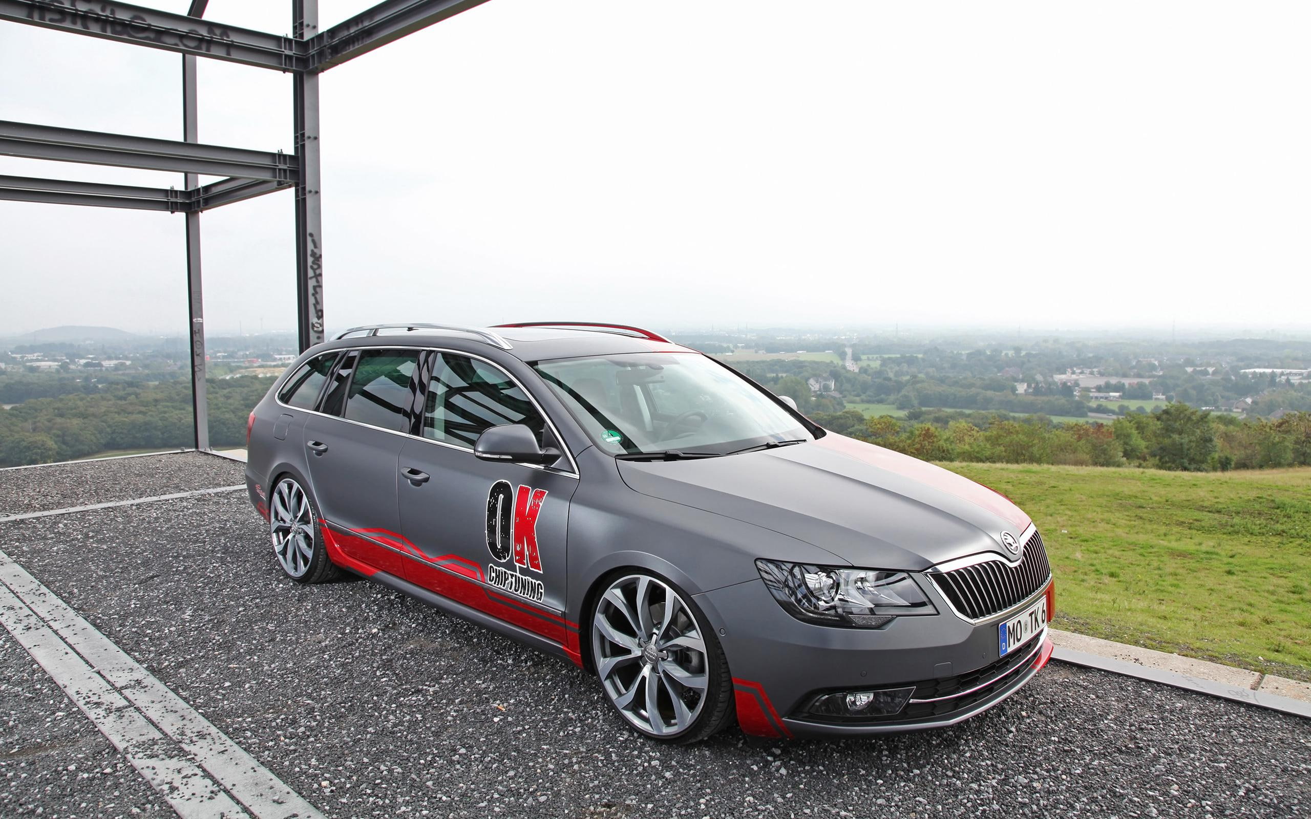 gray, 2K, chiptuning, superb, skoda, other cars, cars, ok, hatchback, door, 2013, HD Wallpaper