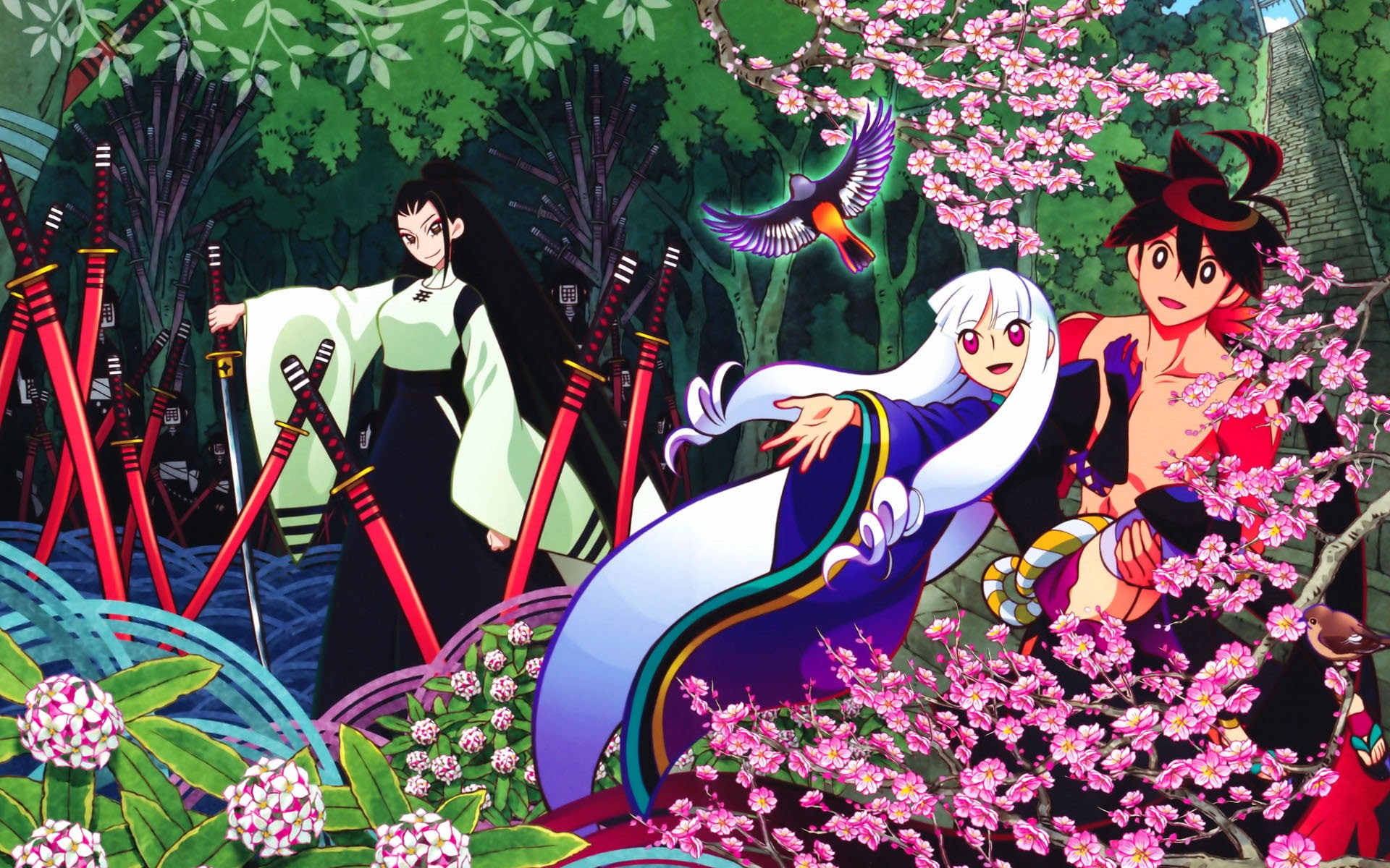 Yasuri Shichika, 1080P, anime, Katanagatari, Togame, HD Wallpaper