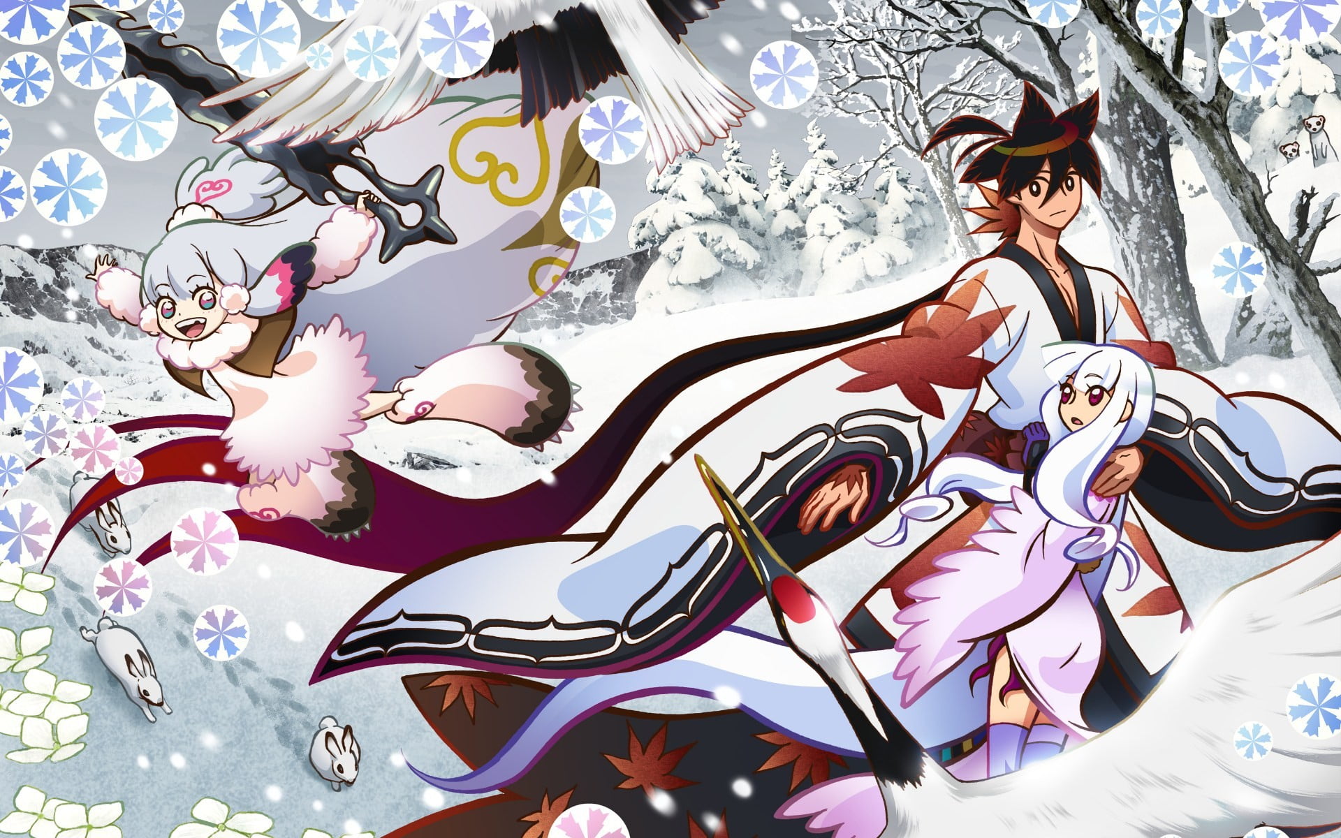 Yasuri Shichika, flowering plant, mural, white, representation, red, male likeness, no people, textile, creativity, day, flower, outdoors, 1080P, Togame, HD Wallpaper