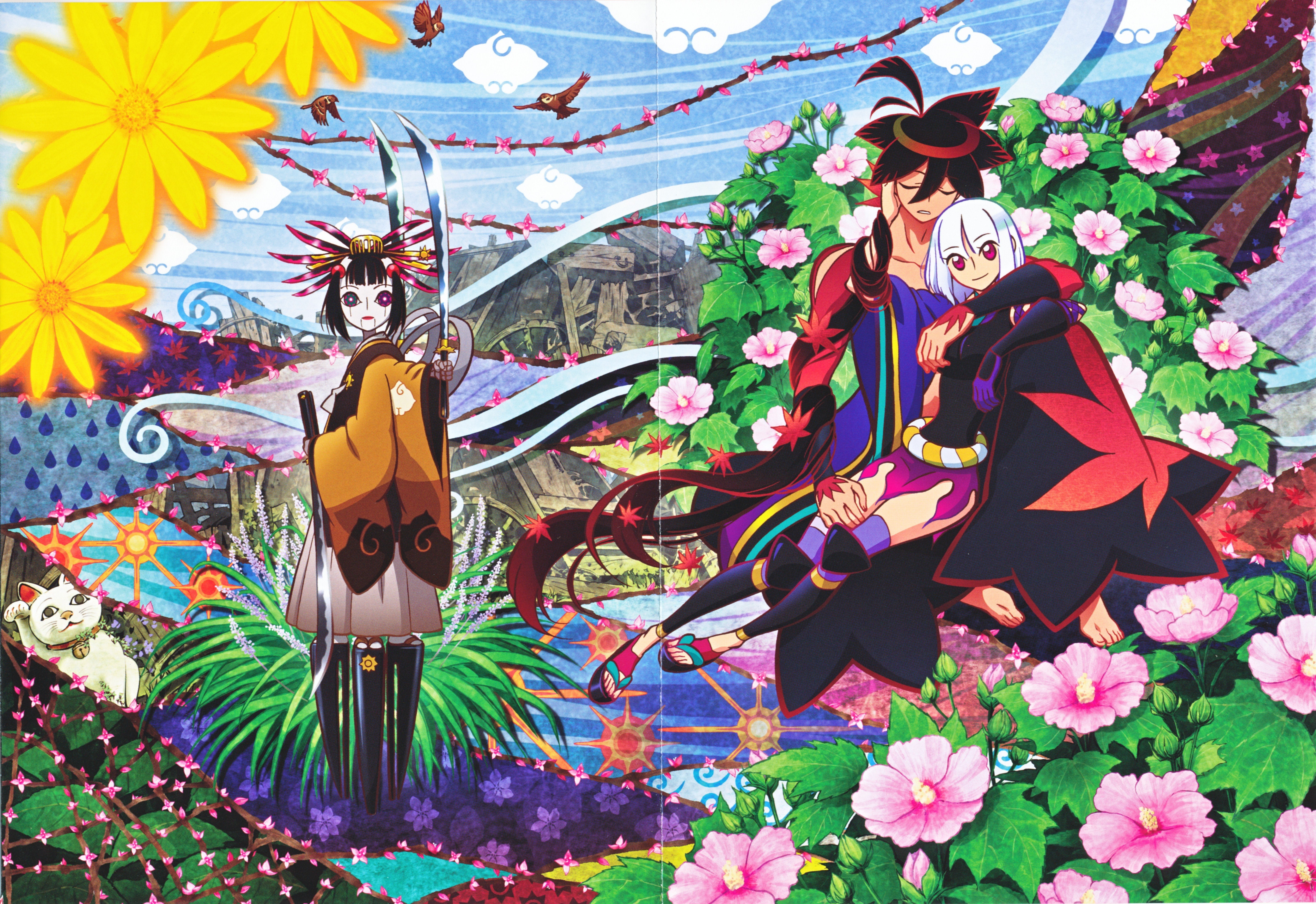 outdoors, male likeness, real people, flowering plant, Yasuri Shichika, Katanagatari, representation, Manga, nature, art and craft, creativity, flower, HD Wallpaper