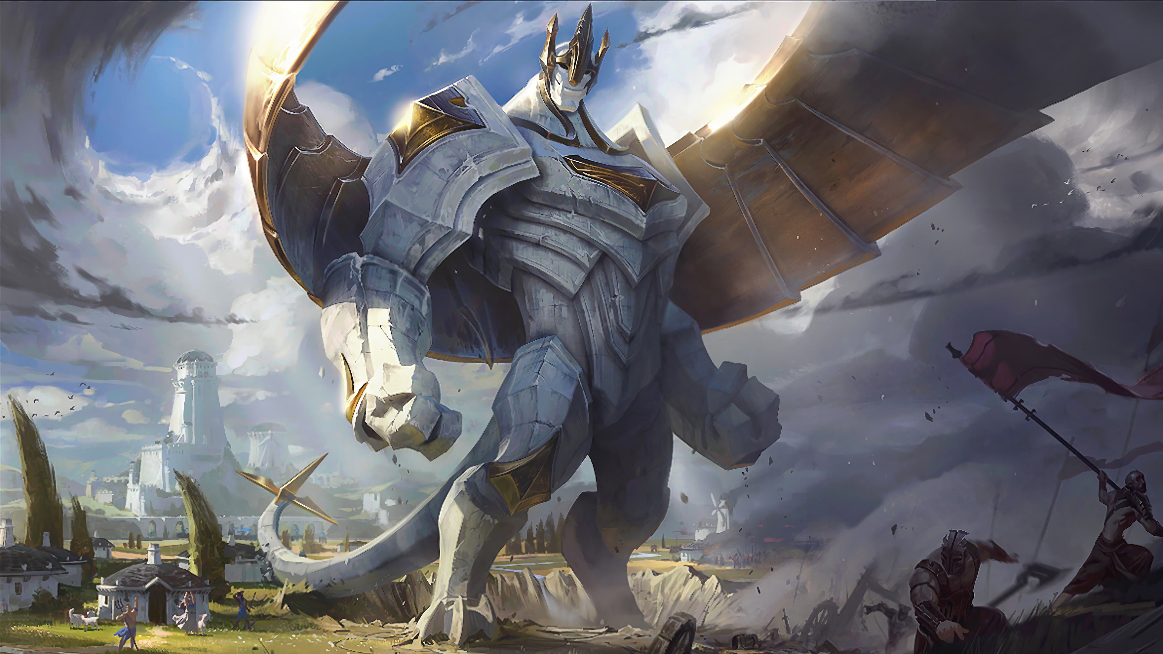 Riot Games, The game, LoL, League of legends, Galio, 4K, Game, Wings, Tail, Crown, HD Wallpaper
